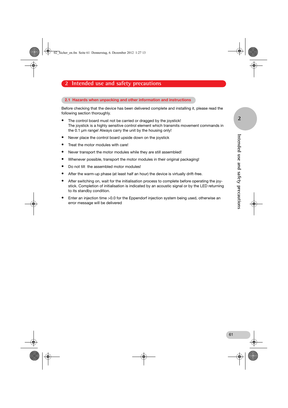 2 intended use and safety precautions 2 | Eppendorf InjectMan NI 2 User Manual | Page 8 / 60