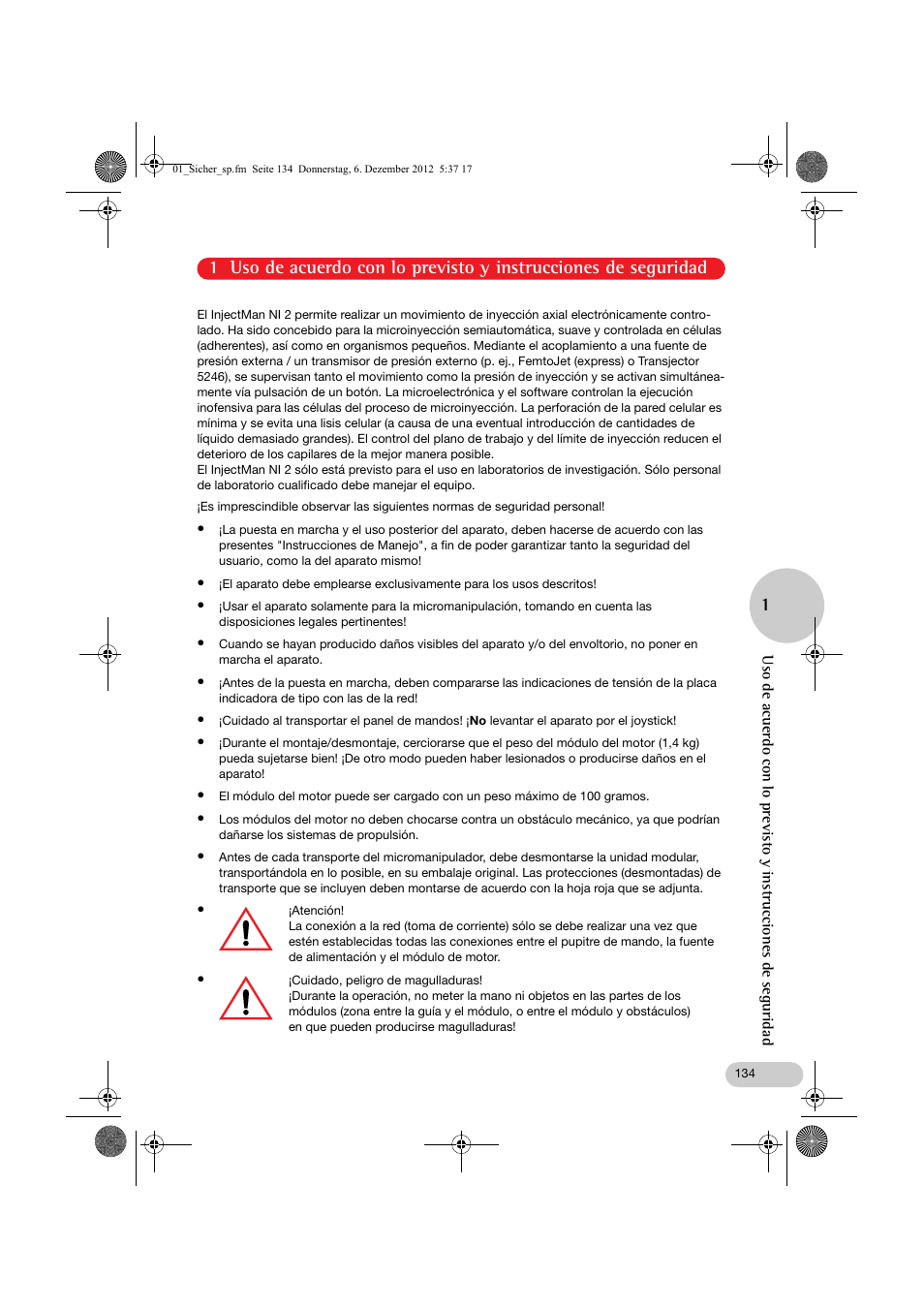 01_sicher_sp.fm | Eppendorf InjectMan NI 2 User Manual | Page 4 / 16