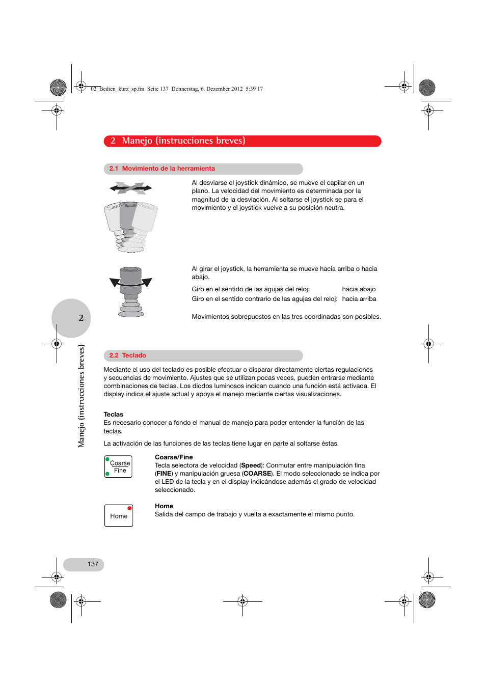 02_bedien_kurz_sp.fm, 2 manejo (instrucciones breves) 2 | Eppendorf InjectMan NI 2 User Manual | Page 7 / 16