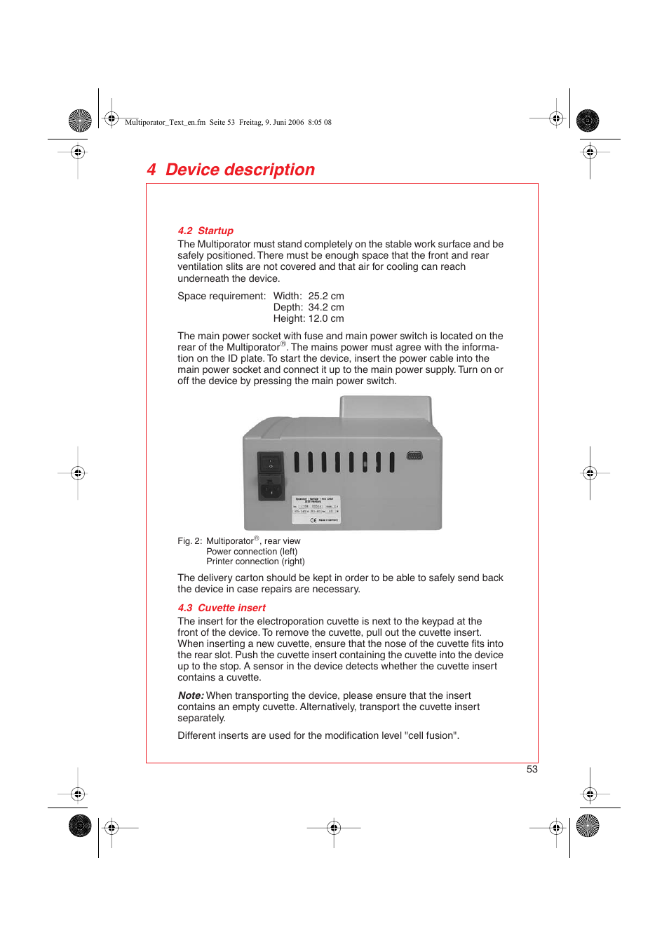 4 device description | Eppendorf Multiporator User Manual | Page 11 / 49
