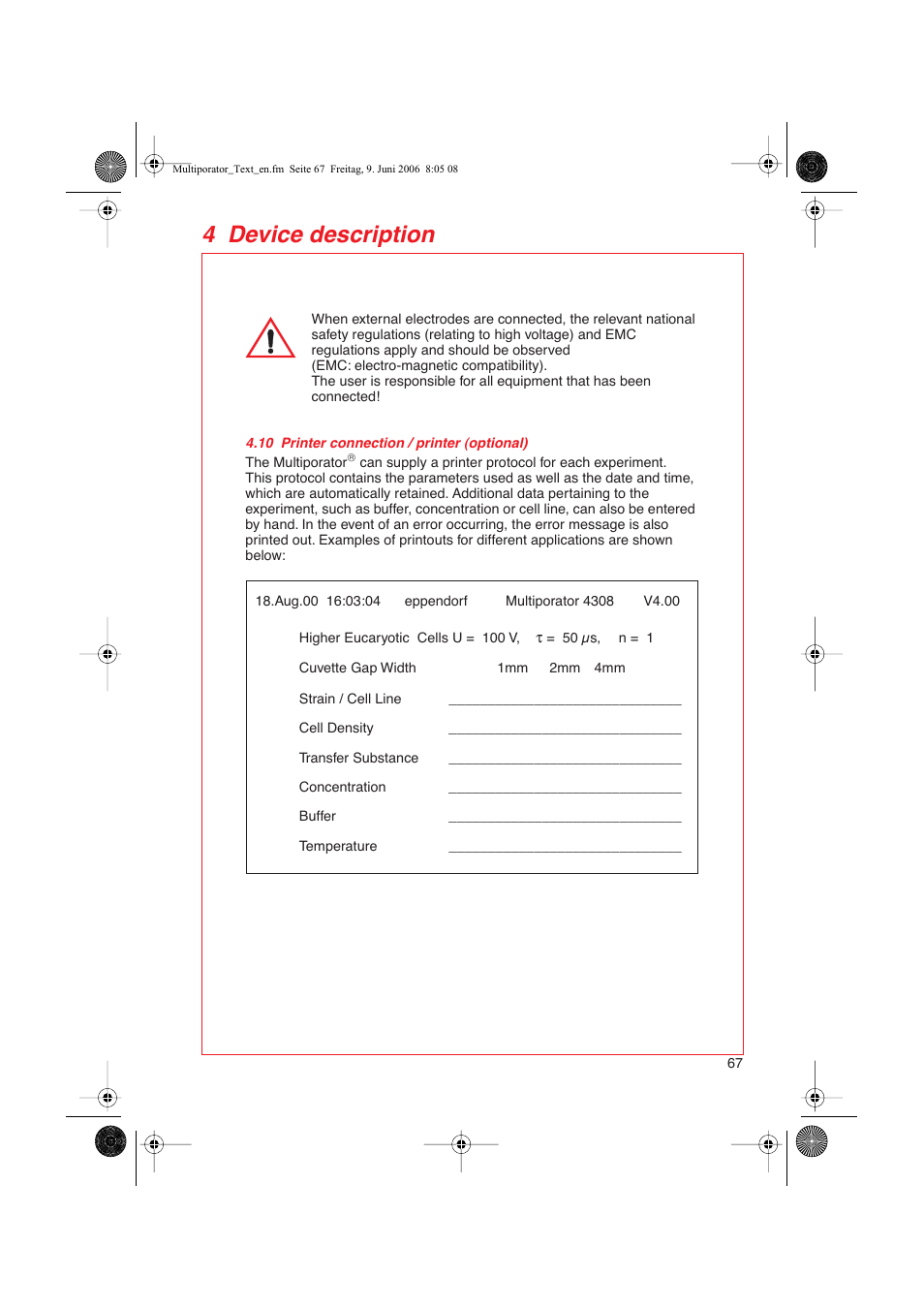 4 device description | Eppendorf Multiporator User Manual | Page 25 / 49