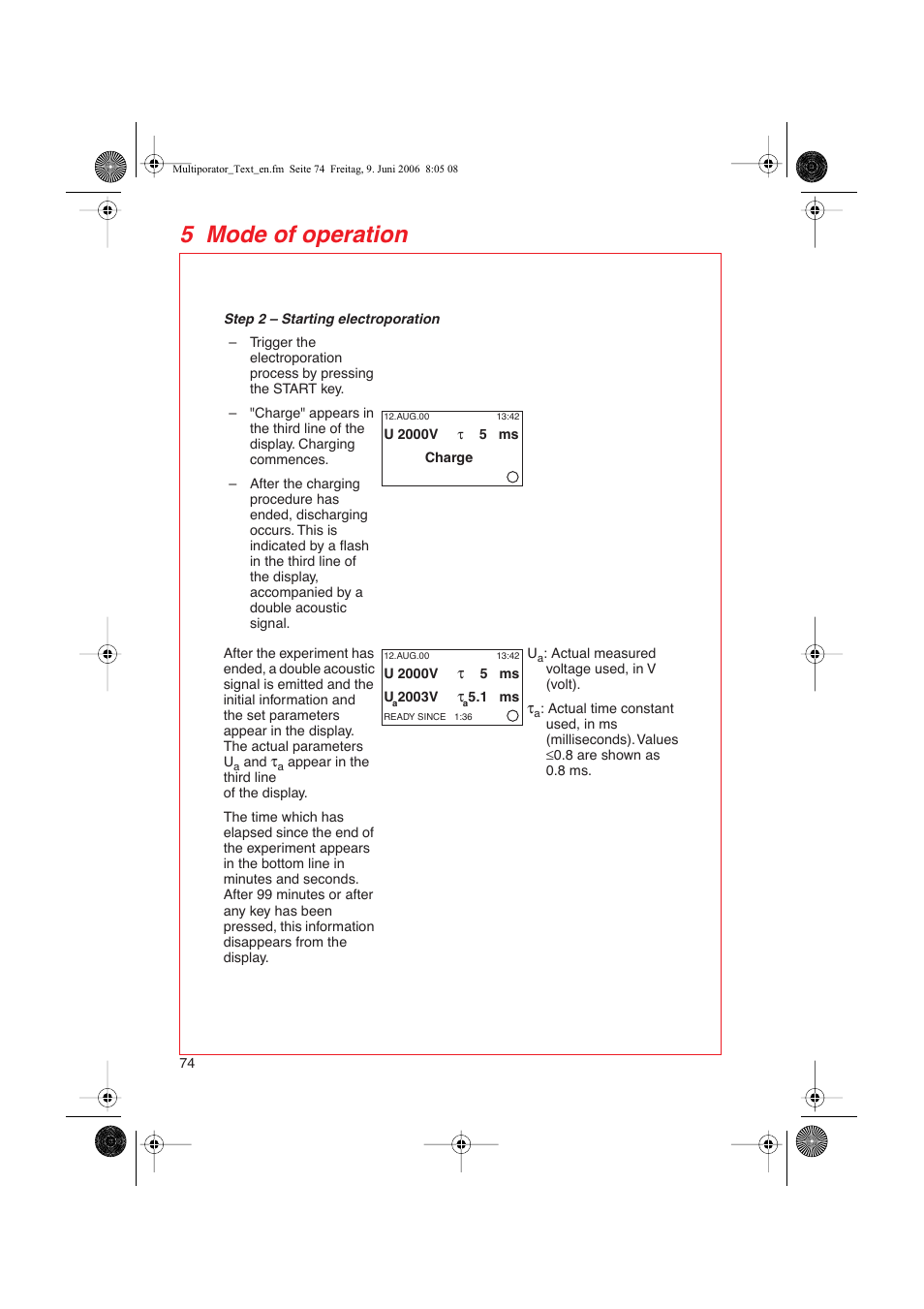 5 mode of operation | Eppendorf Multiporator User Manual | Page 32 / 49