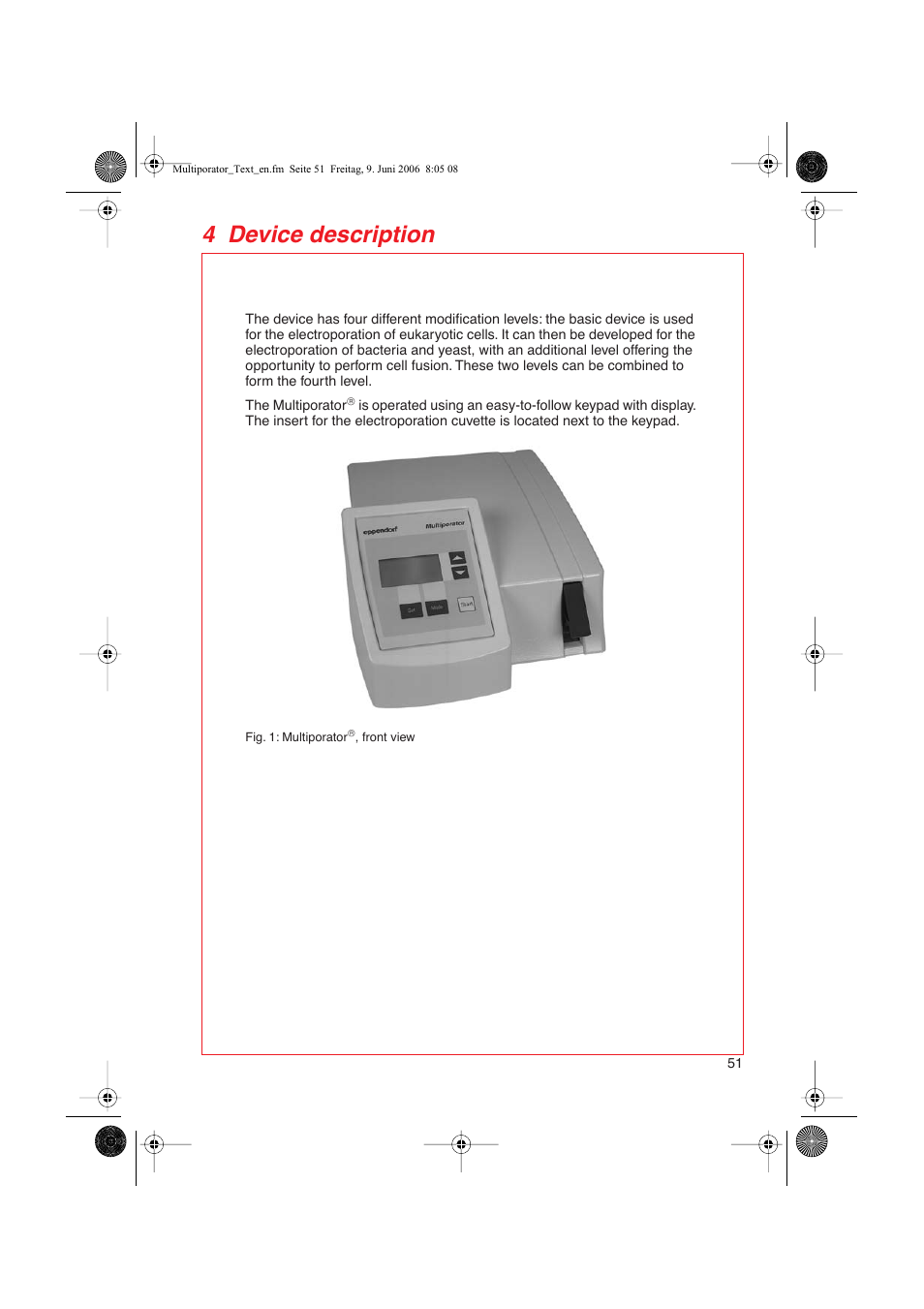 4 device description | Eppendorf Multiporator User Manual | Page 9 / 49
