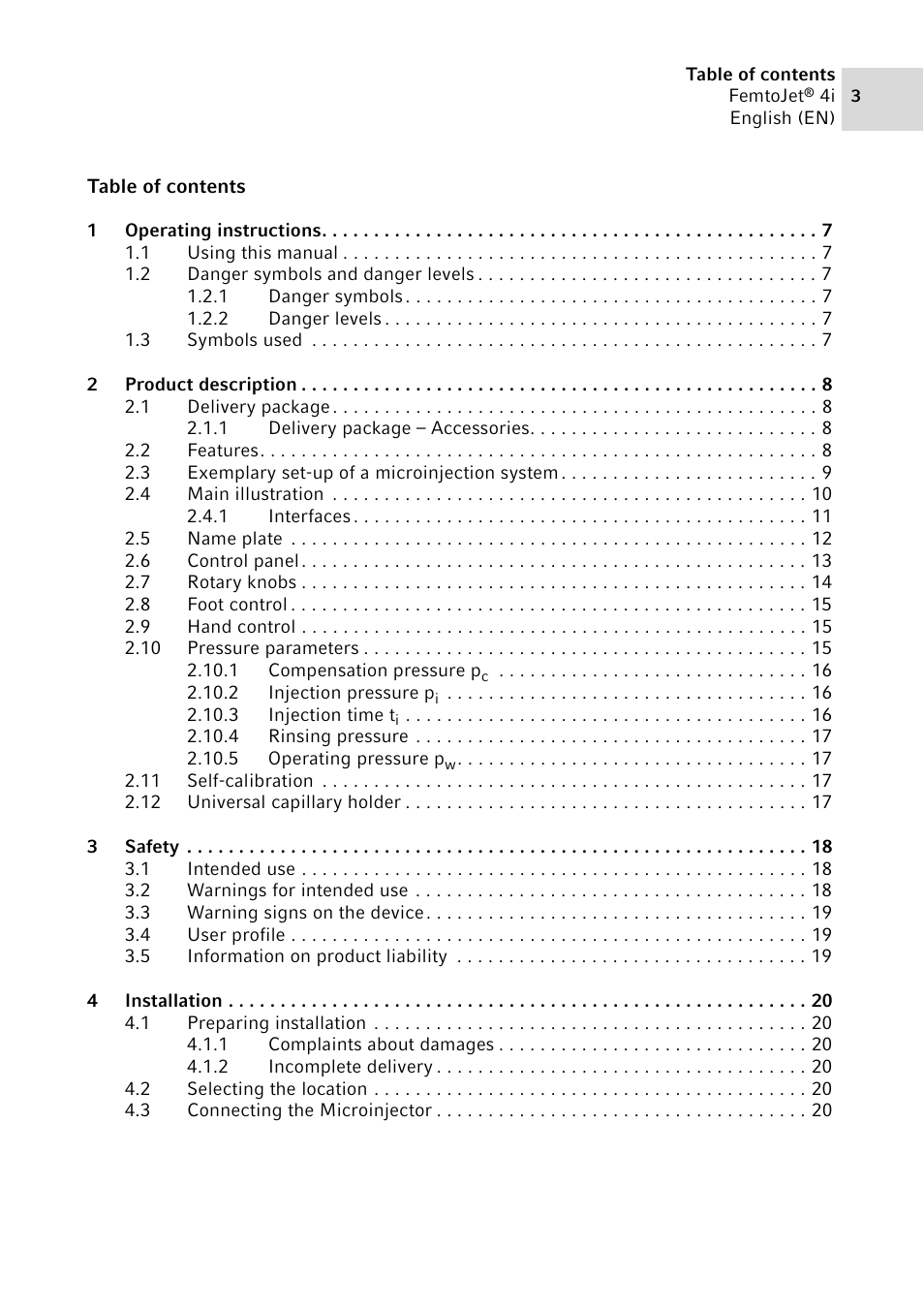 Eppendorf FemtoJet 4x v.1 User Manual | Page 3 / 56