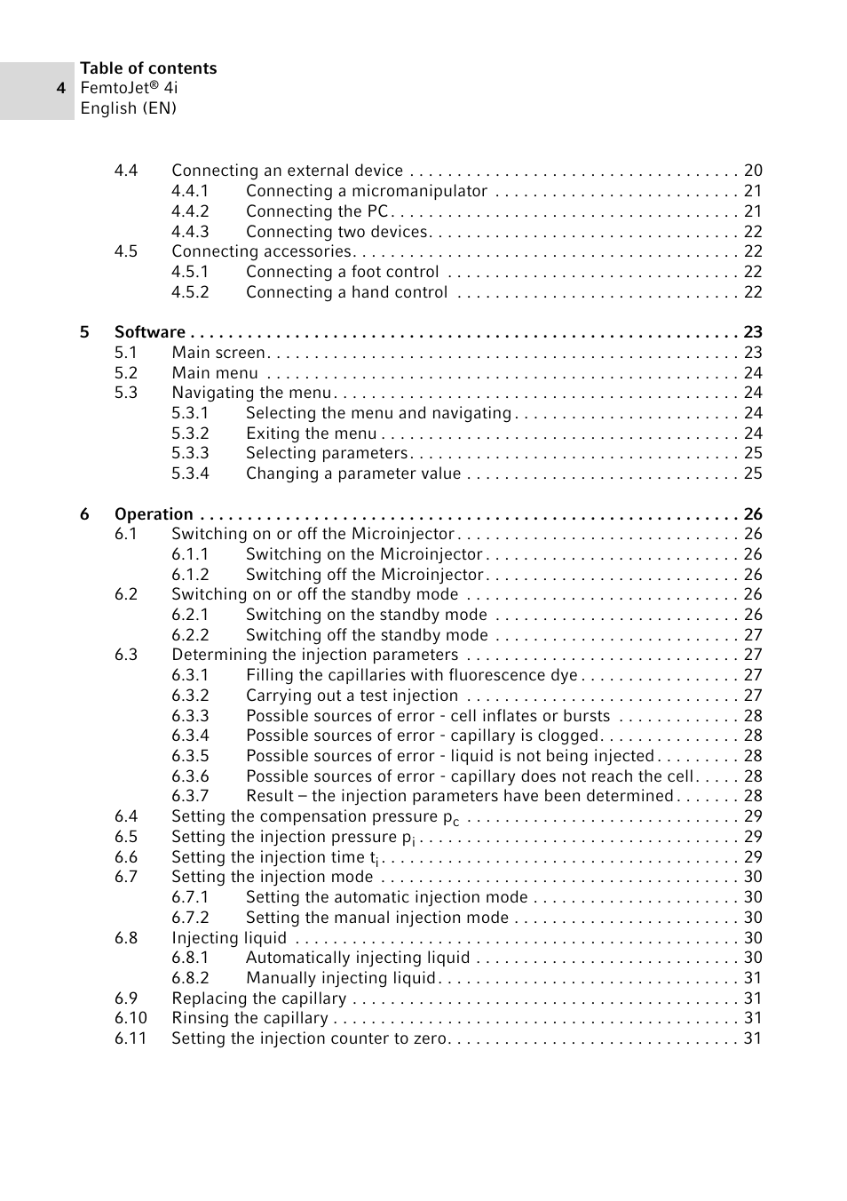 Eppendorf FemtoJet 4x v.1 User Manual | Page 4 / 56