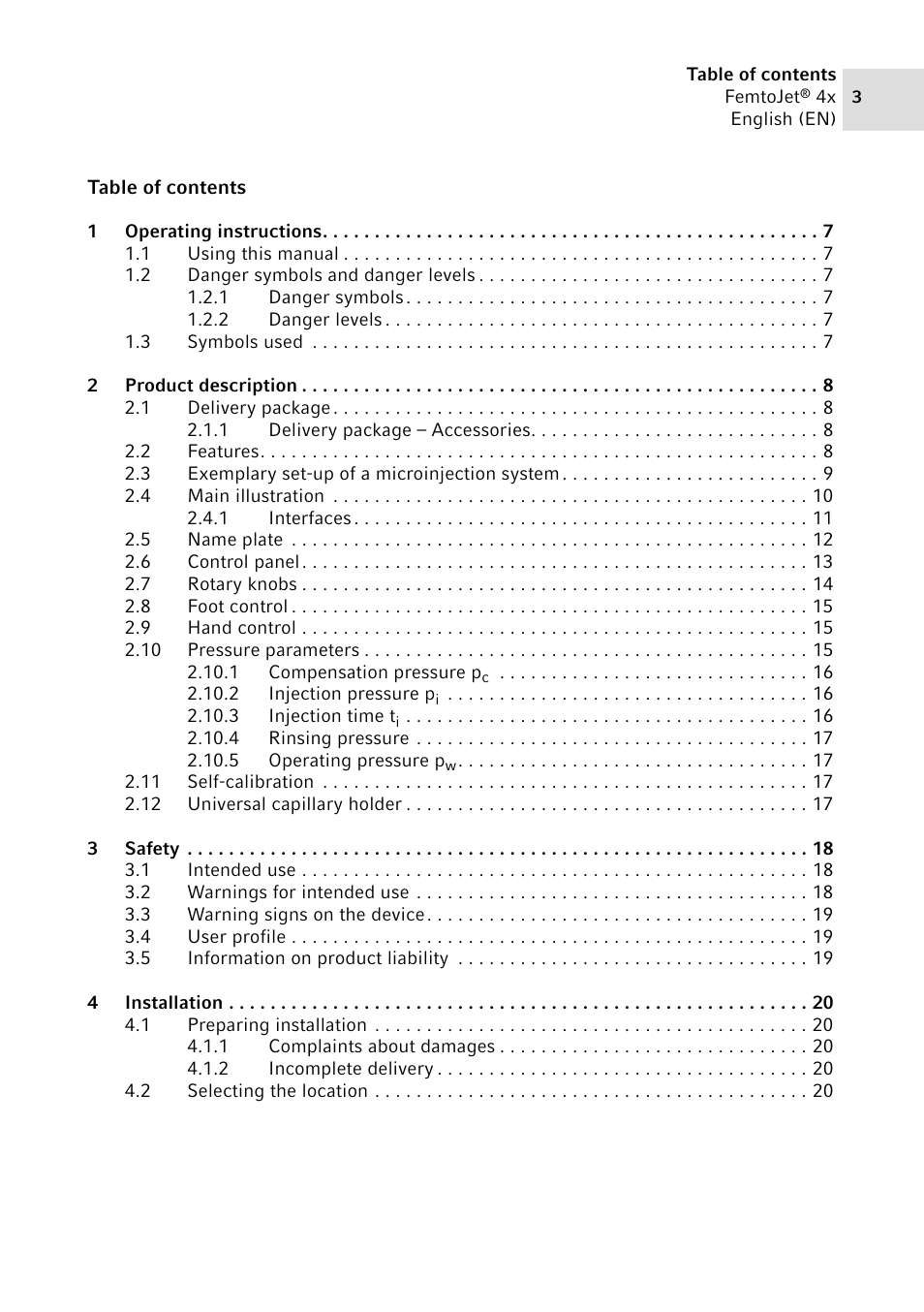 Eppendorf FemtoJet 4x v.2 User Manual | Page 3 / 58