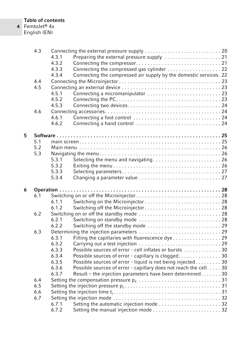 Eppendorf FemtoJet 4x v.2 User Manual | Page 4 / 58