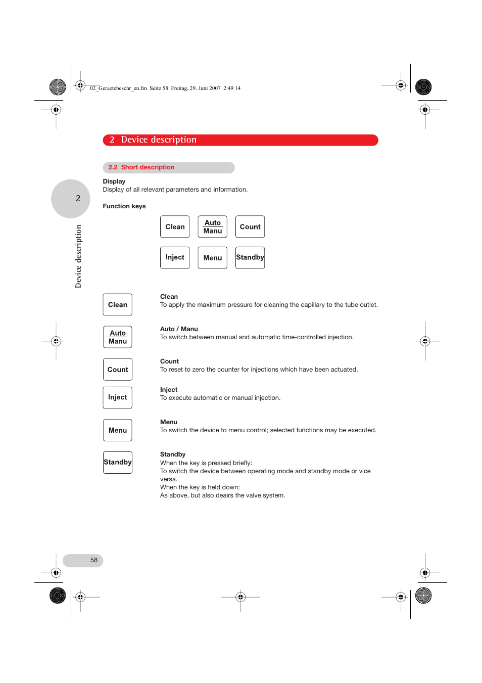 2 short description, 2 device description | Eppendorf FemtoJet express User Manual | Page 10 / 56