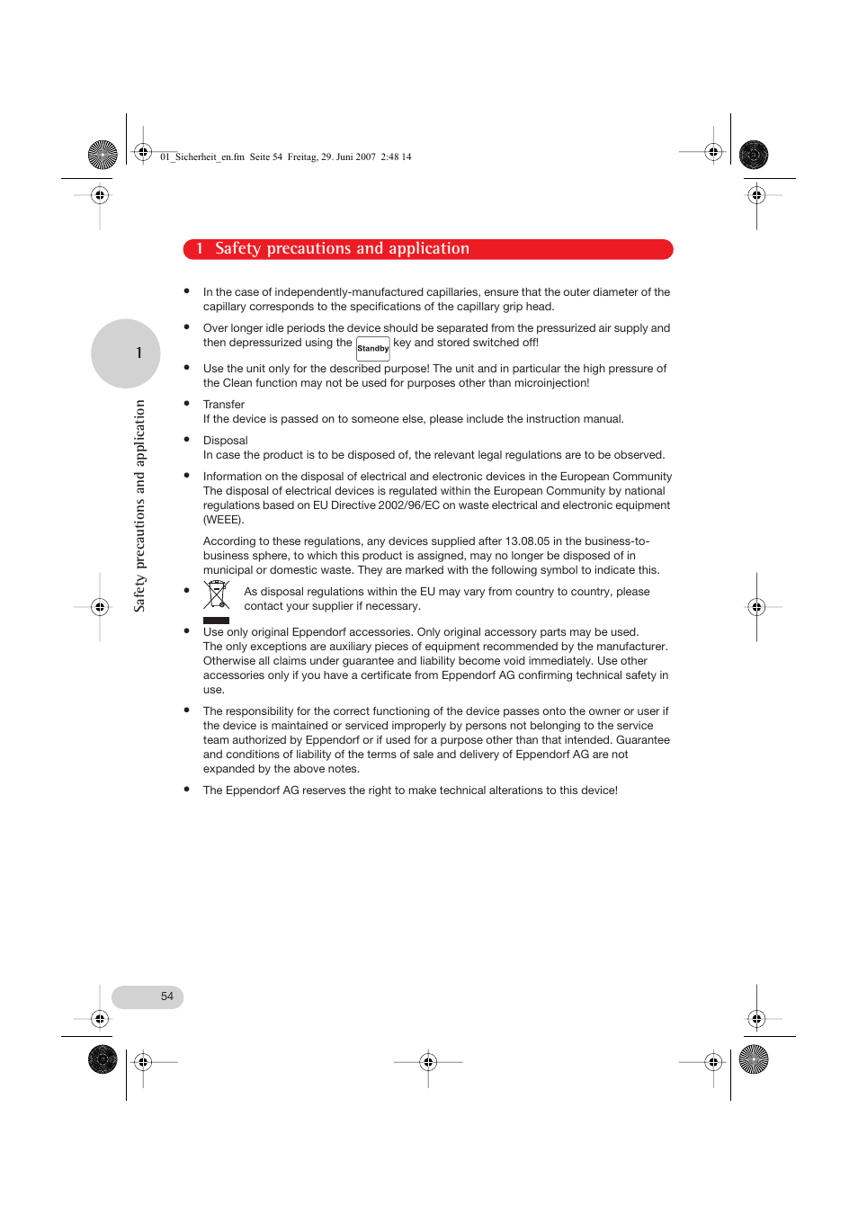 1 safety precautions and application | Eppendorf FemtoJet express User Manual | Page 6 / 56