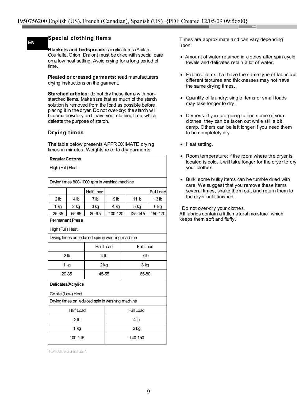 Ariston TVM63 User Manual | Page 9 / 15