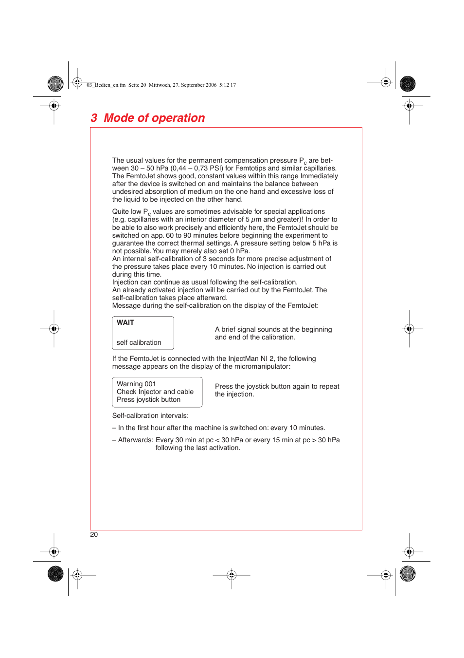 3 mode of operation | Eppendorf FemtoJet User Manual | Page 22 / 57