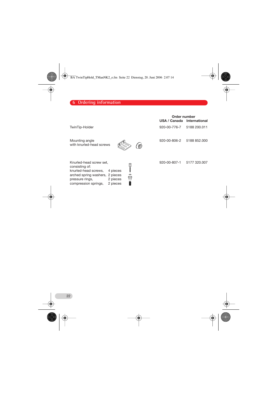 6 ordering information | Eppendorf TwinTip-Holder for TransferMan NK 2 User Manual | Page 12 / 14