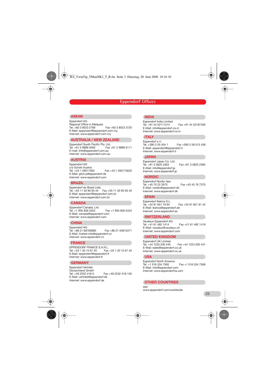 Eppendorf offices | Eppendorf TwinTip-Holder for TransferMan NK 2 User Manual | Page 13 / 14