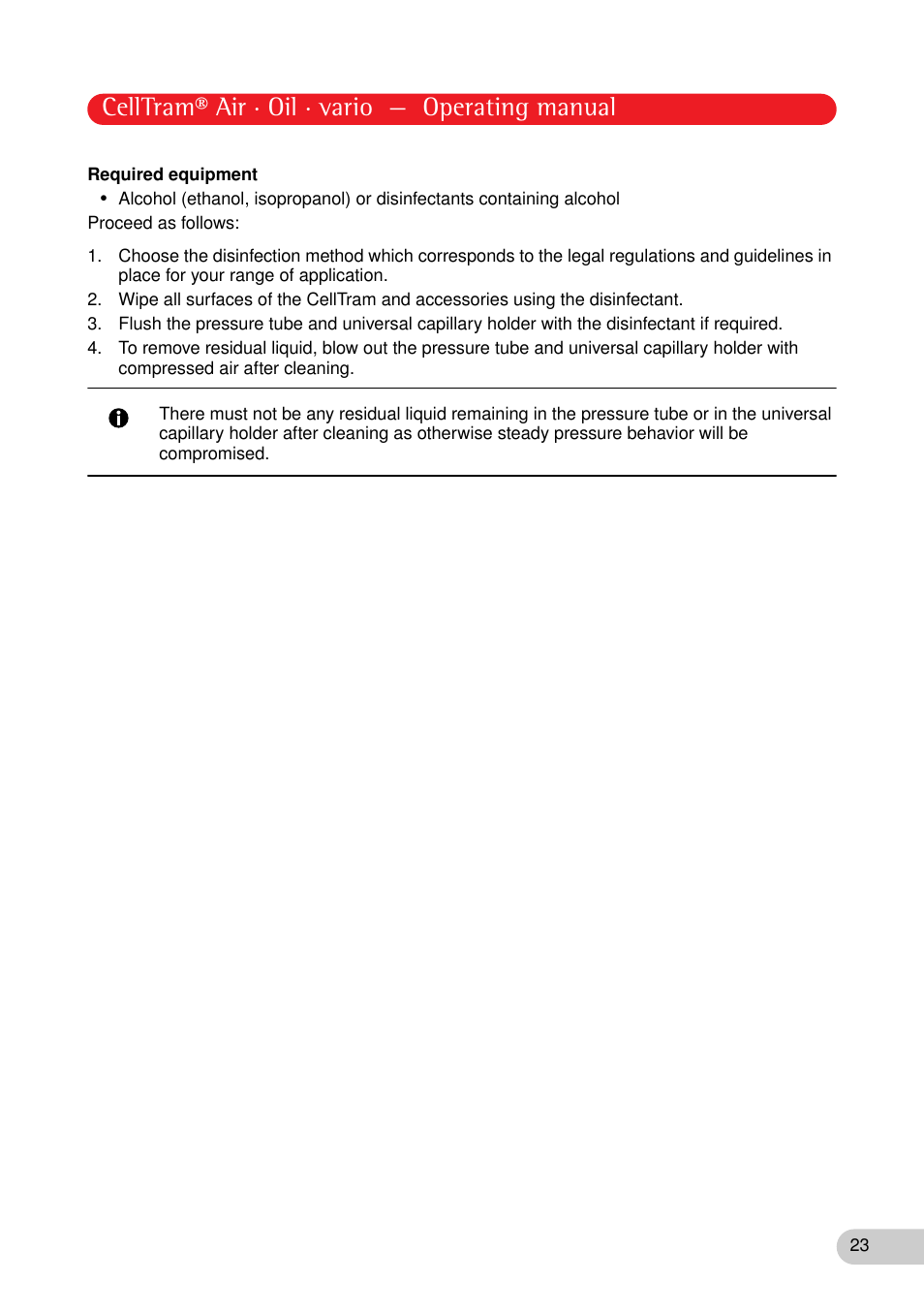 Celltram® air · oil · vario — operating manual | Eppendorf CellTram vario User Manual | Page 23 / 31