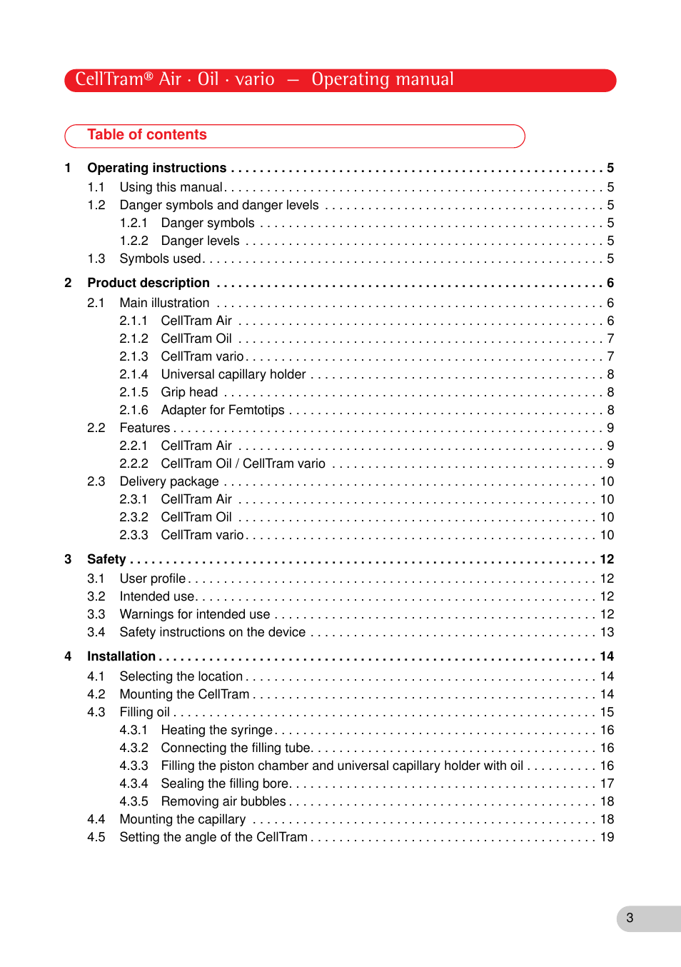 Eppendorf CellTram vario User Manual | Page 3 / 31