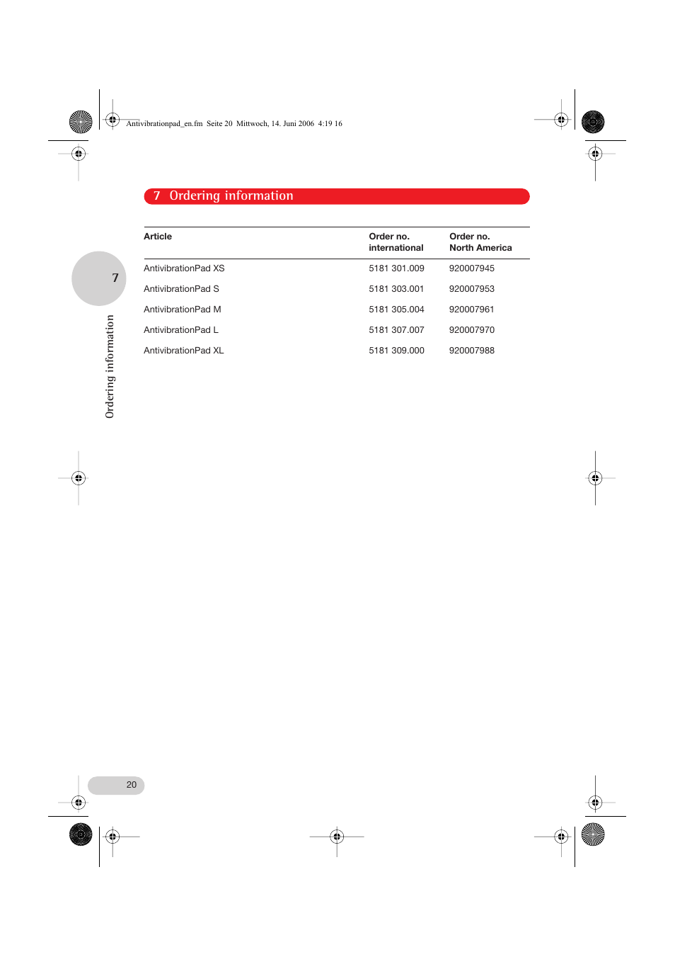 7 ordering information 7 | Eppendorf Antivibration Pad XL User Manual | Page 11 / 13