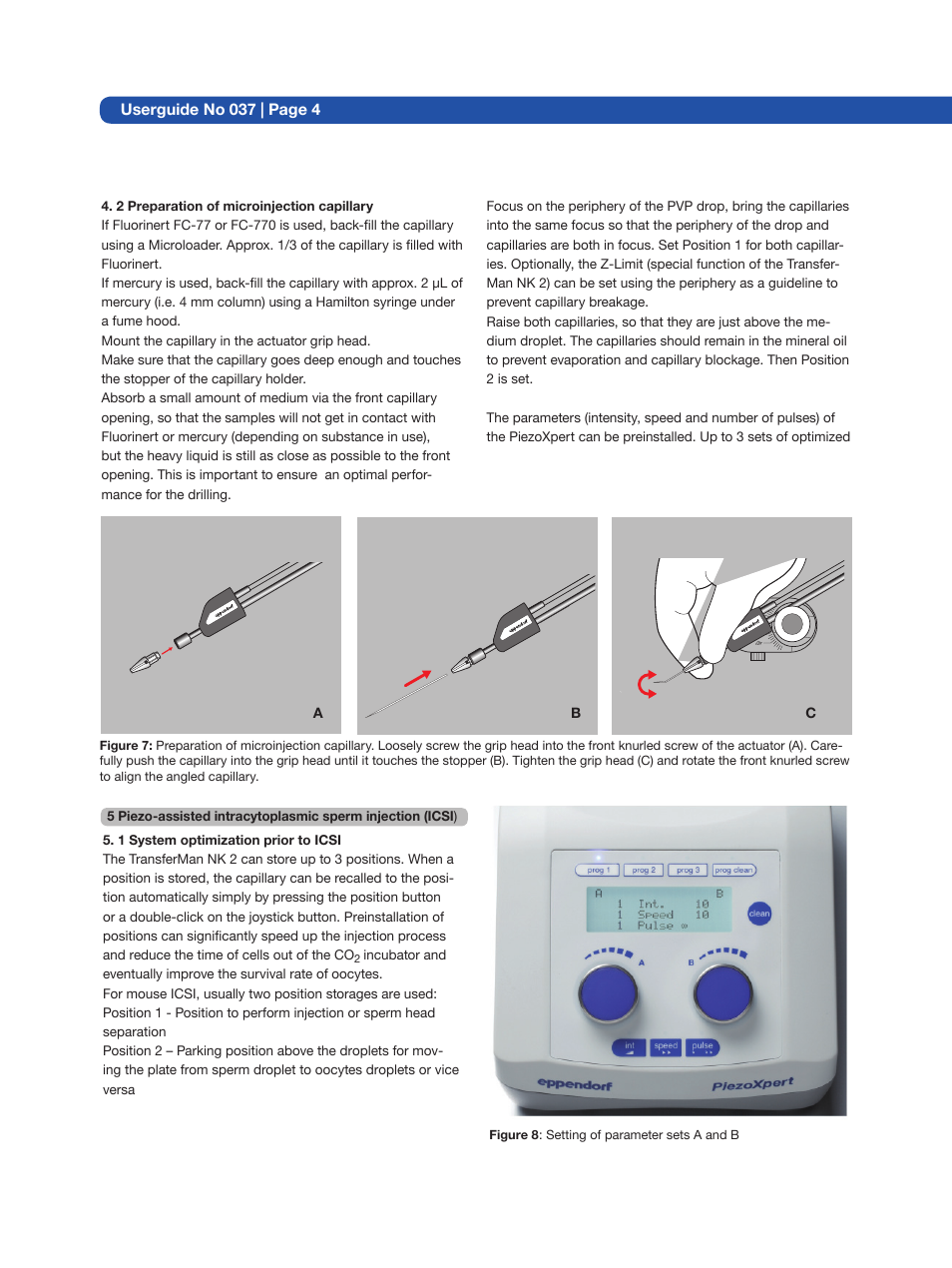 Eppendorf Piezo-actuated Mouse ICSI (intracytoplasmic sperm injection) User Manual | Page 4 / 8