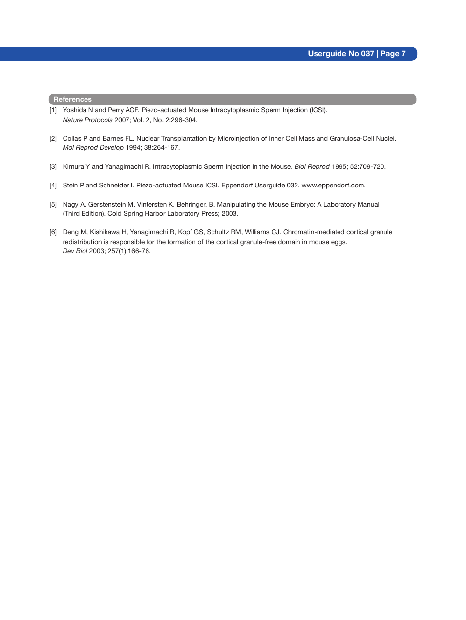 Eppendorf Piezo-actuated Mouse ICSI (intracytoplasmic sperm injection) User Manual | Page 7 / 8