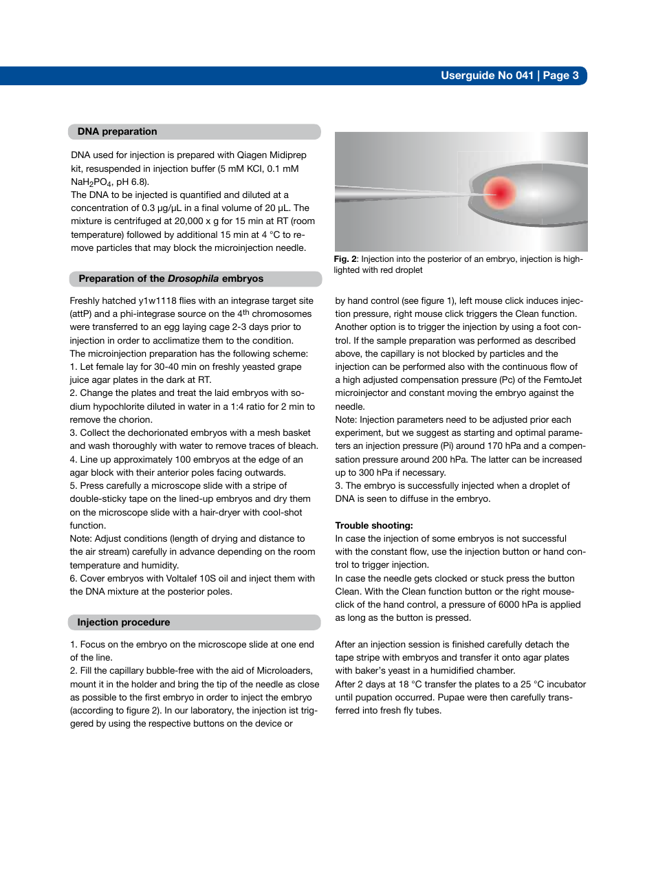 Eppendorf Microinjection of cDNA into Drosophila embryos User Manual | Page 3 / 4
