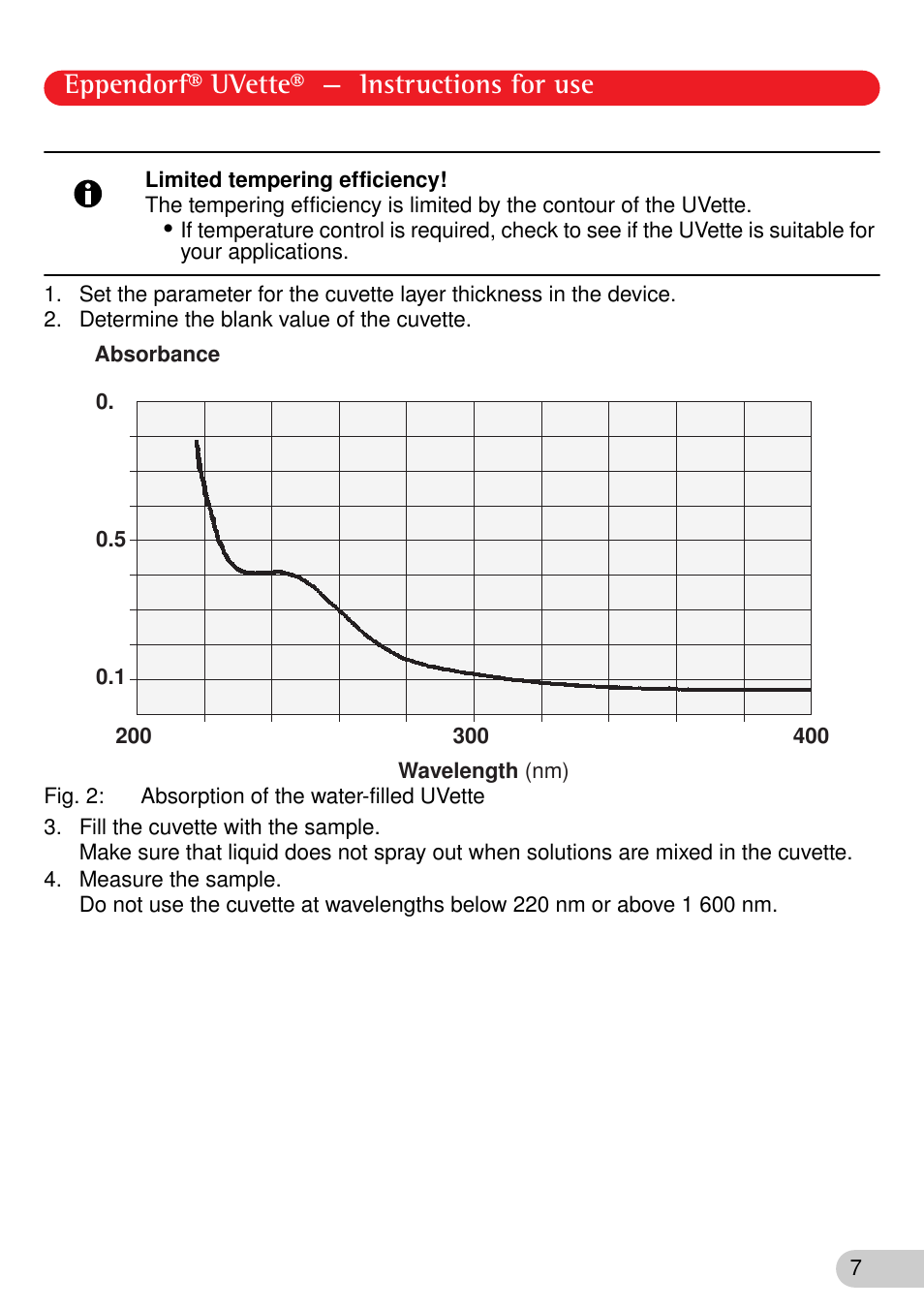 Eppendorf® uvette® — instructions for use | Eppendorf UVette User Manual | Page 7 / 12