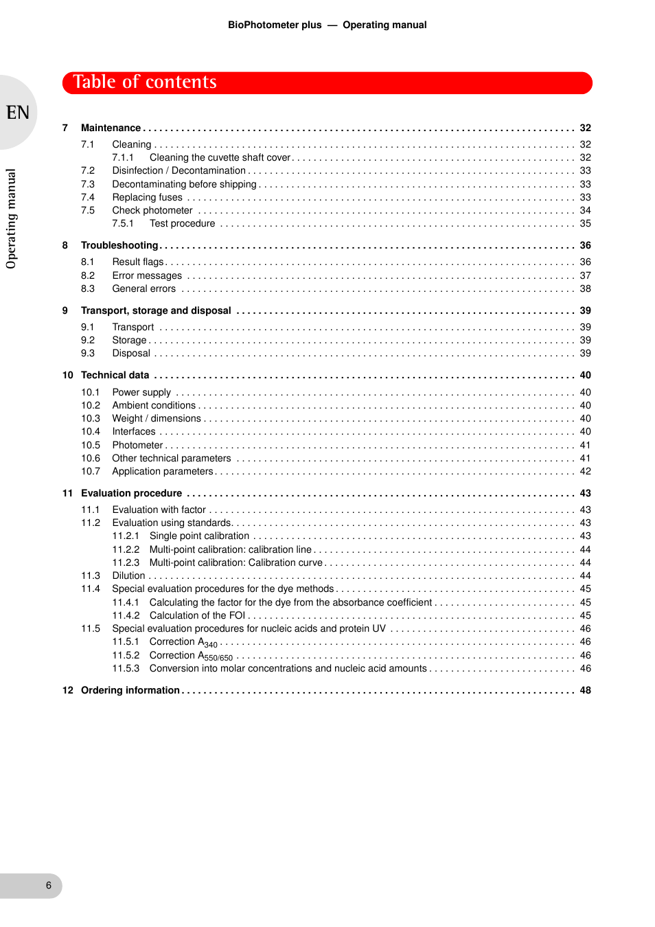 Eppendorf BioPhotometer plus User Manual | Page 6 / 51