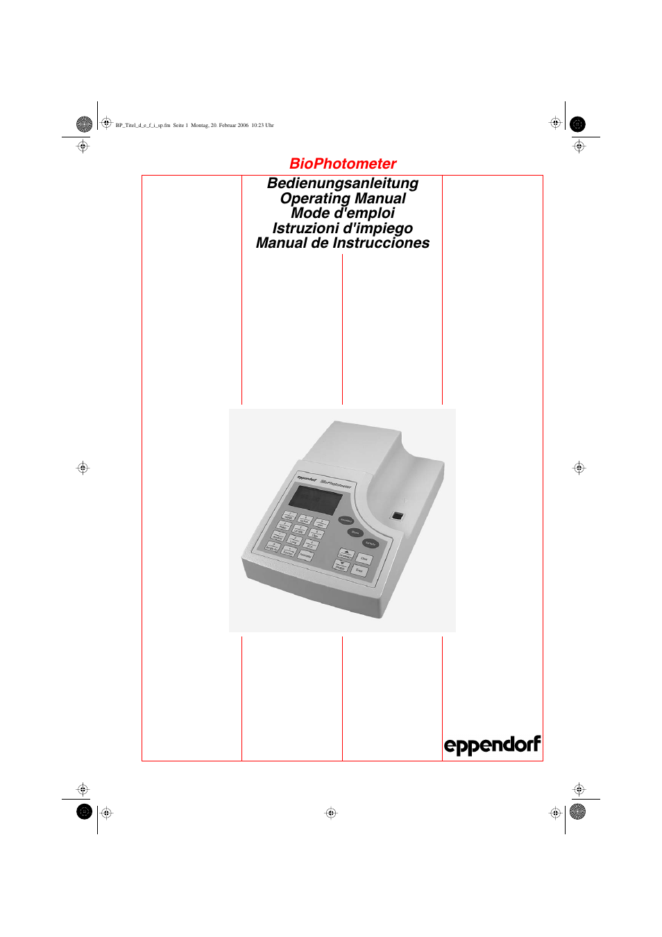 Eppendorf BioPhotometer User Manual | 53 pages