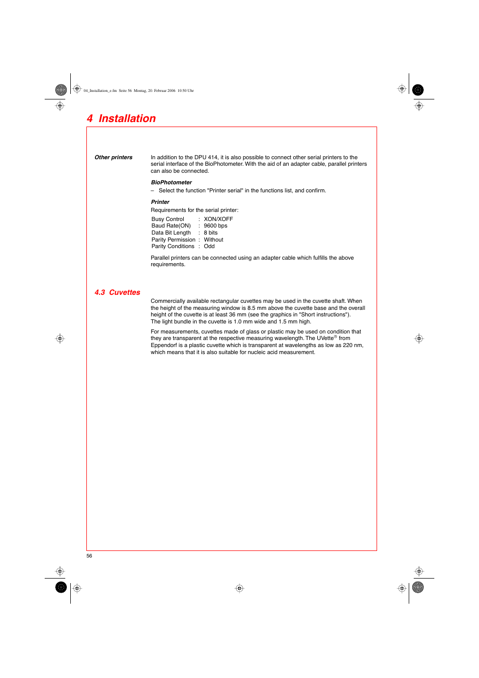 4 installation, 3 cuvettes | Eppendorf BioPhotometer User Manual | Page 14 / 53