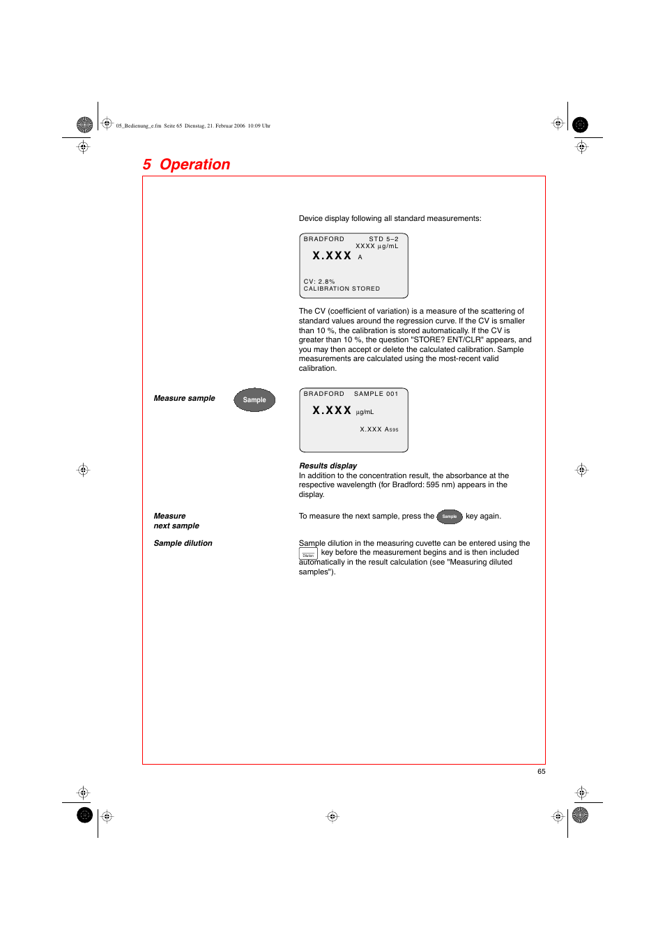 5 operation | Eppendorf BioPhotometer User Manual | Page 23 / 53