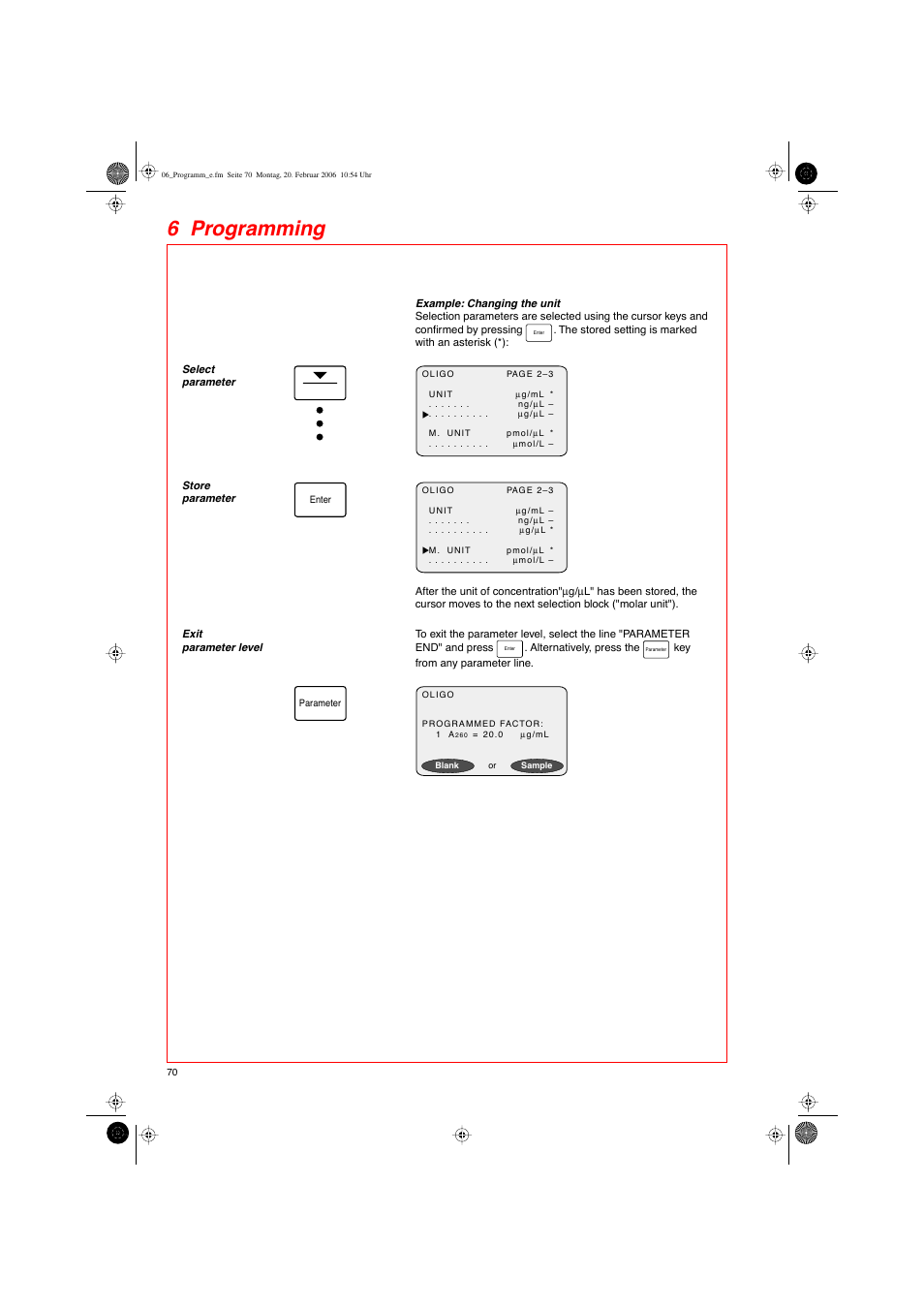 6 programming | Eppendorf BioPhotometer User Manual | Page 28 / 53