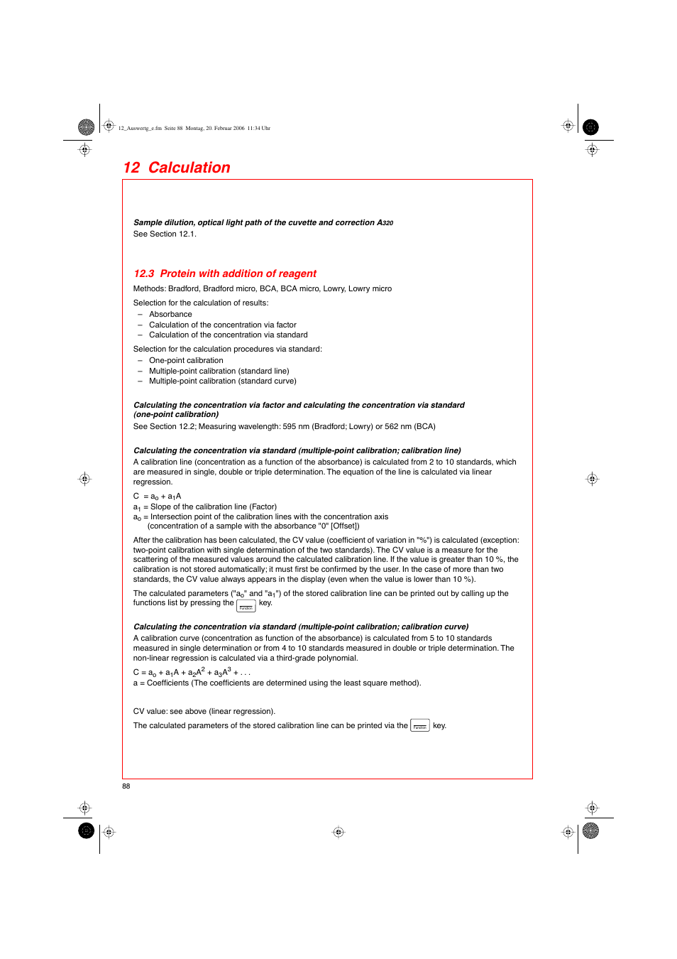 12 calculation, 3 protein with addition of reagent | Eppendorf BioPhotometer User Manual | Page 46 / 53