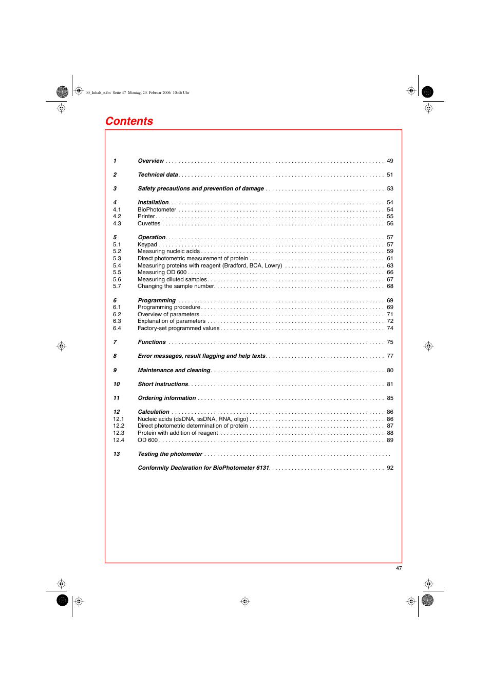 Eppendorf BioPhotometer User Manual | Page 5 / 53