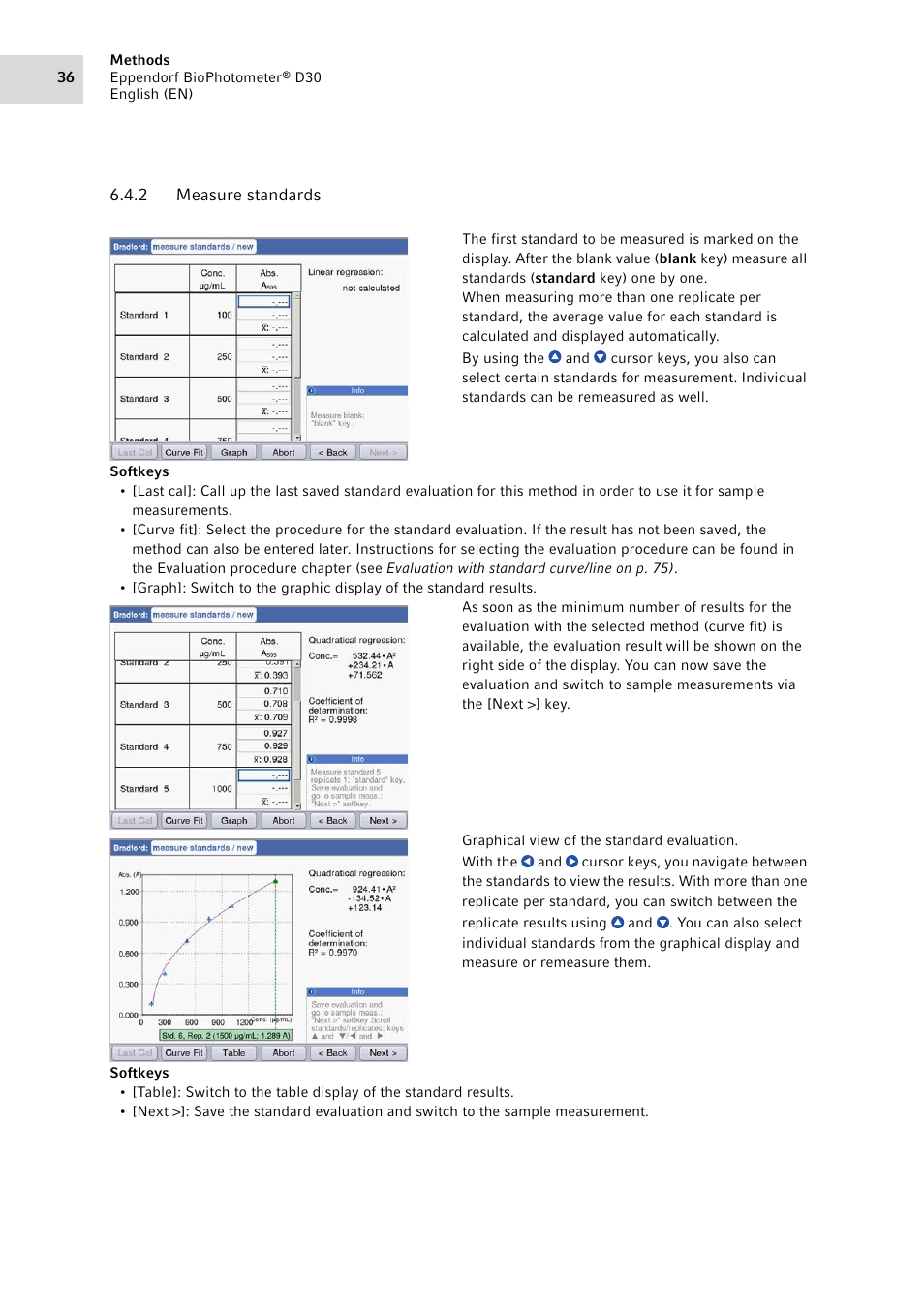 2 measure standards, Measure standards | Eppendorf D30 BioPhotometer User Manual | Page 36 / 86