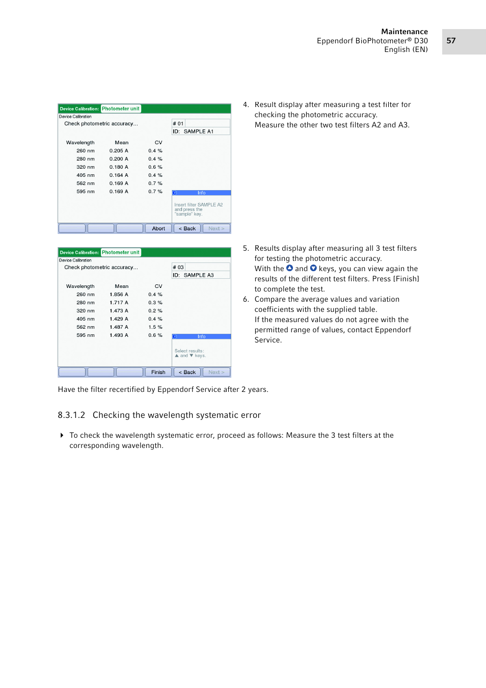 Eppendorf D30 BioPhotometer User Manual | Page 57 / 86