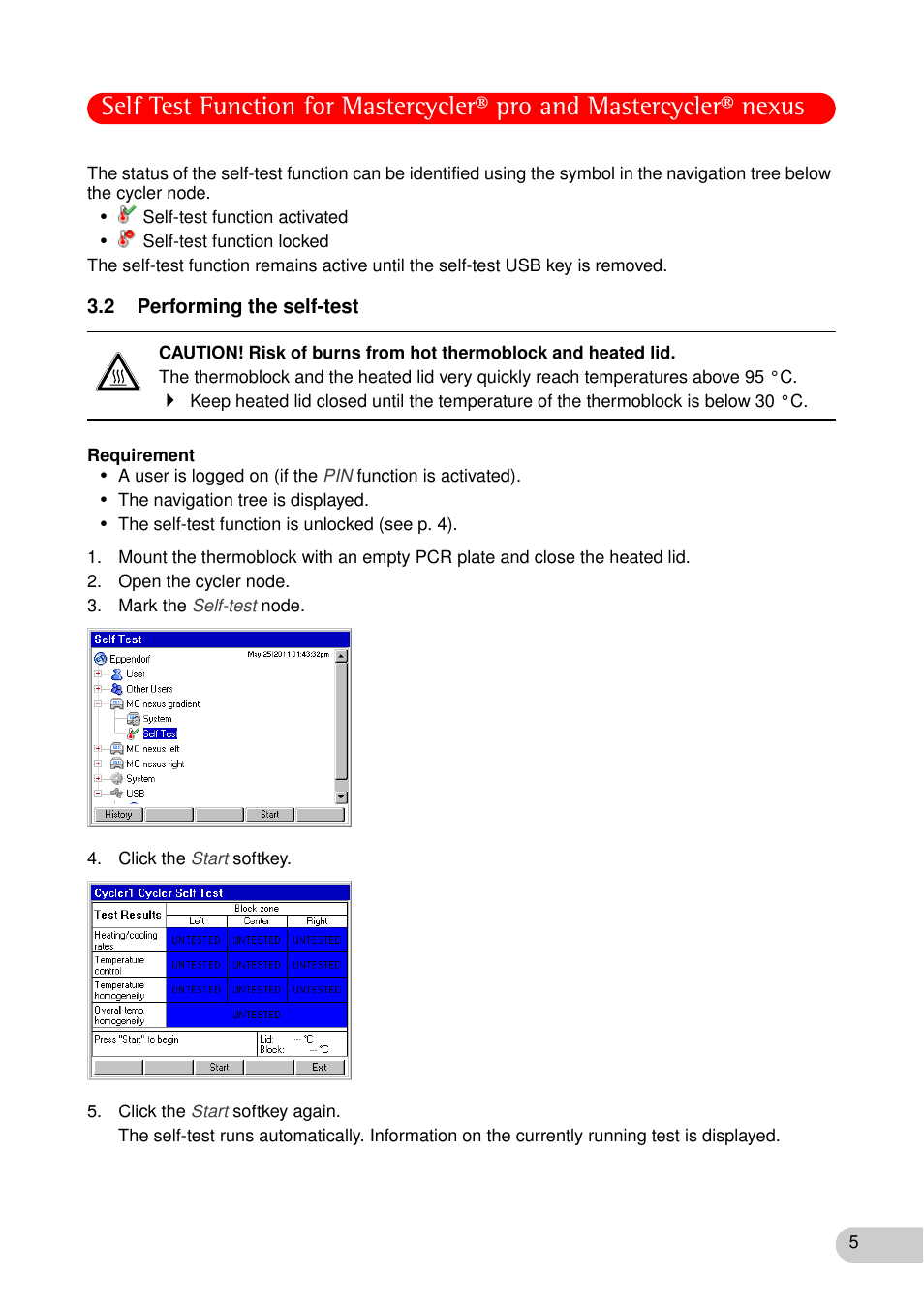 2 performing the self-test | Eppendorf Self Test Function for Mastercycler nexus User Manual | Page 5 / 12