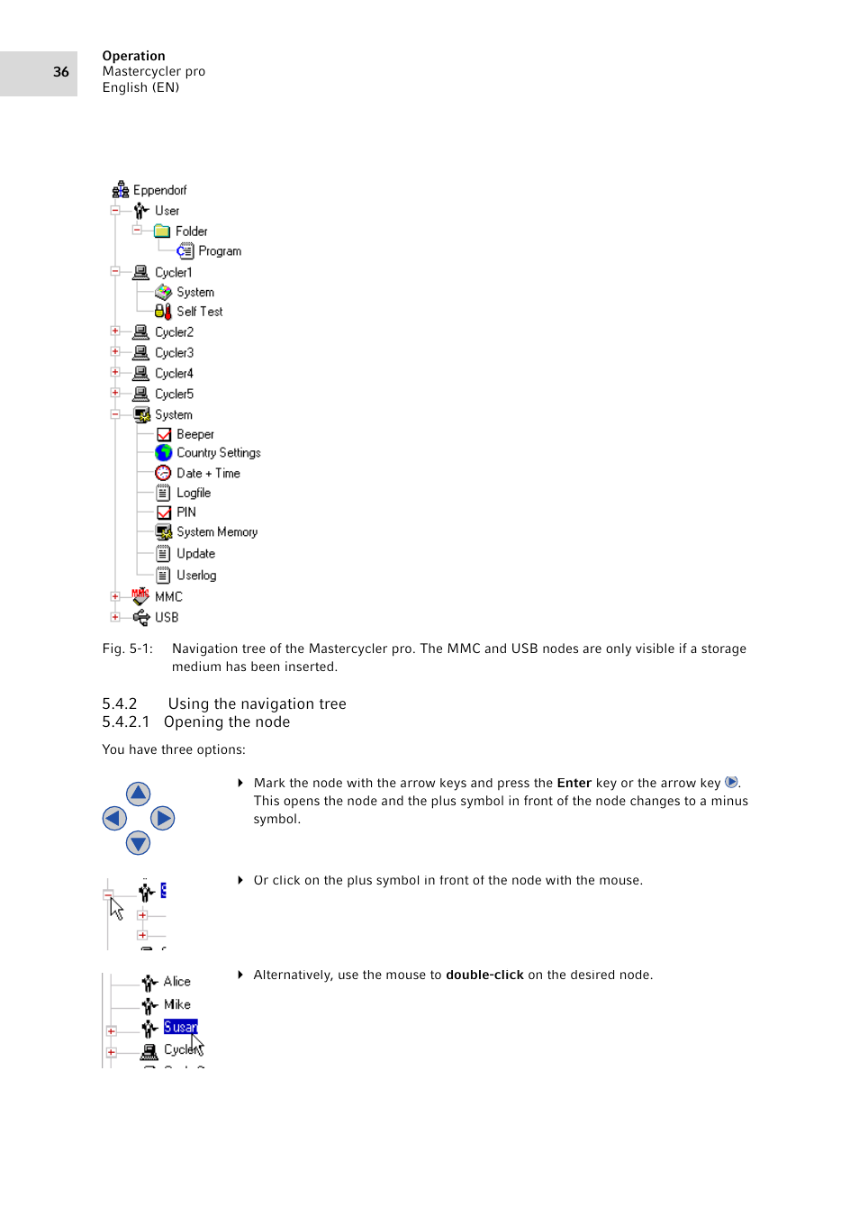 2 using the navigation tree, Using the navigation tree | Eppendorf Mastercycler pro User Manual | Page 36 / 94