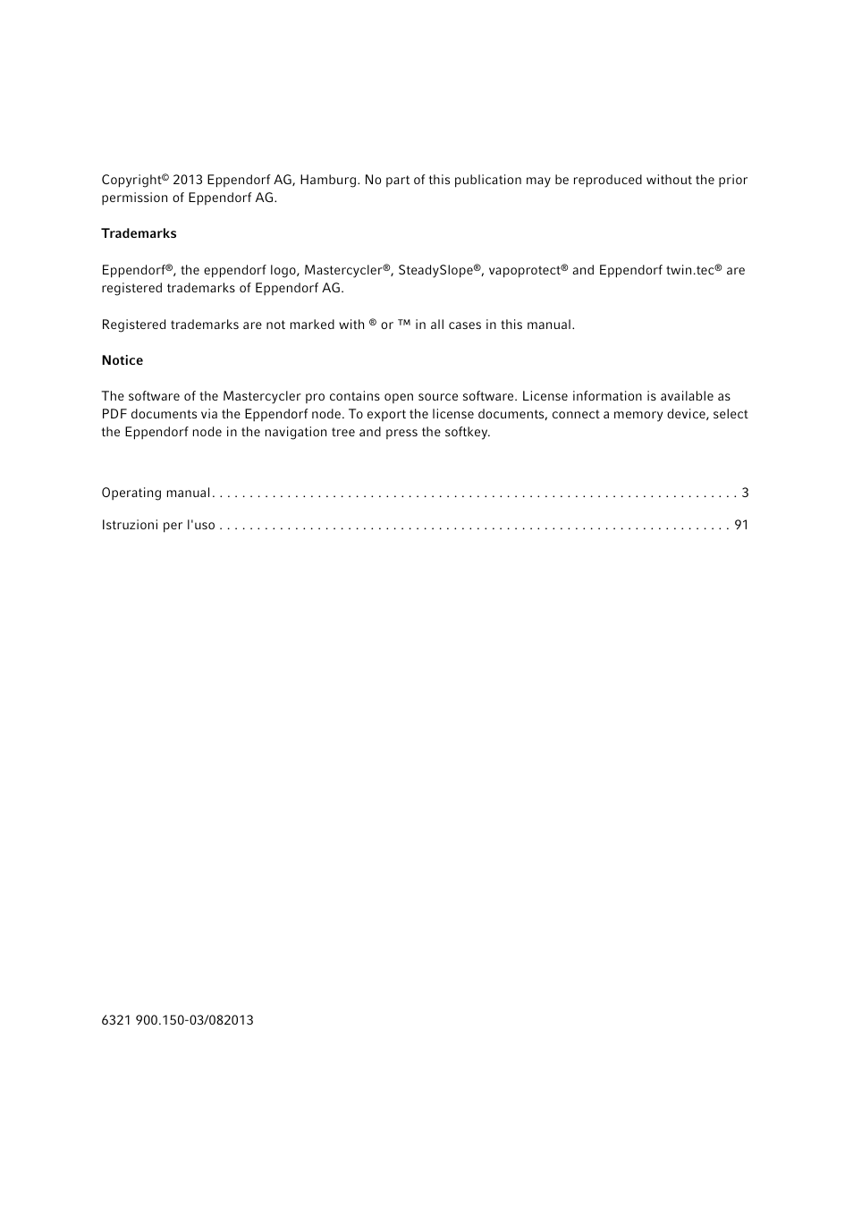 Eppendorf Mastercycler pro User Manual | Page 2 / 120