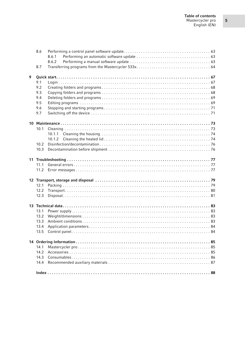 Eppendorf Mastercycler pro User Manual | Page 5 / 120