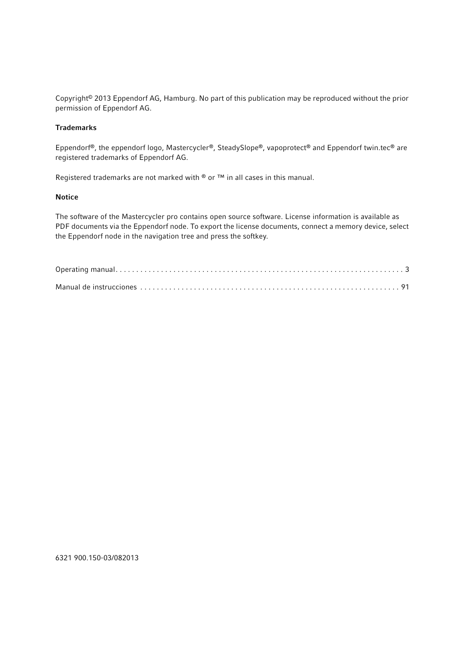 Eppendorf Mastercycler pro User Manual | Page 2 / 118