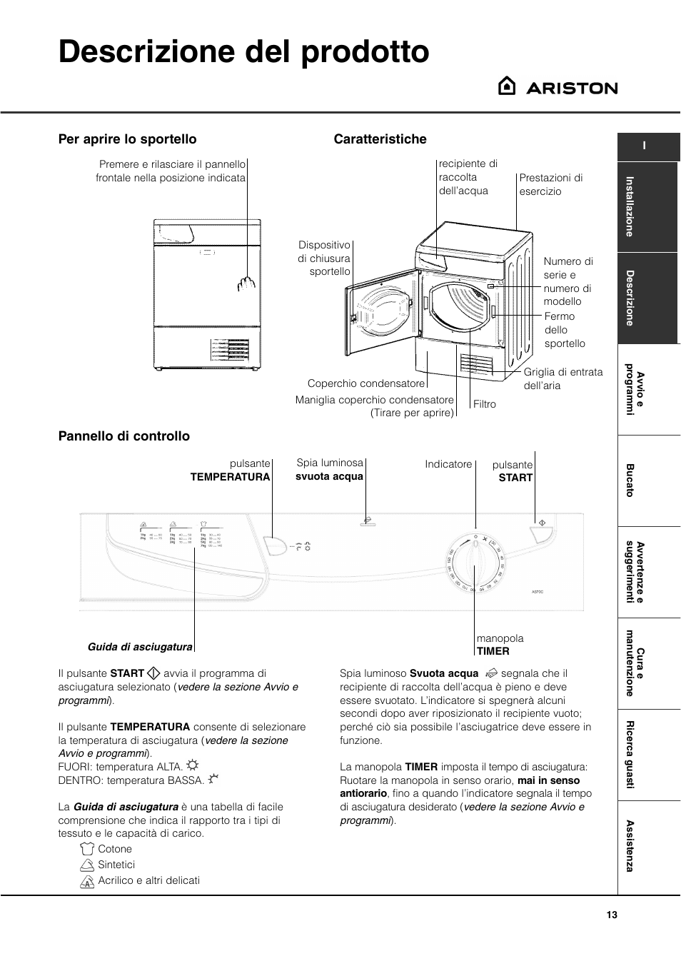 Descrizione del prodotto | Ariston AS70CX User Manual | Page 13 / 72