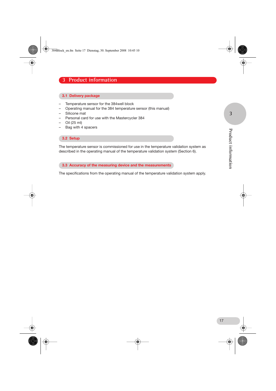 3 product information, 1 delivery package, 2 setup | 3 product information 3 | Eppendorf Temperature sensor for the 384well block User Manual | Page 5 / 16