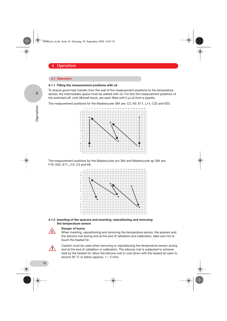 4 operation, 1 operation, 1 filling the measurement positions with oil | Operation | Eppendorf Temperature sensor for the 384well block User Manual | Page 6 / 16