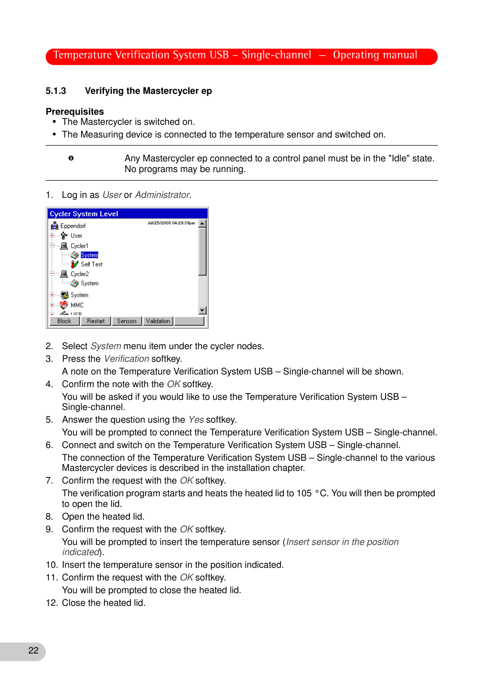 3 verifying the mastercycler ep | Eppendorf Temperature Verification System User Manual | Page 22 / 40