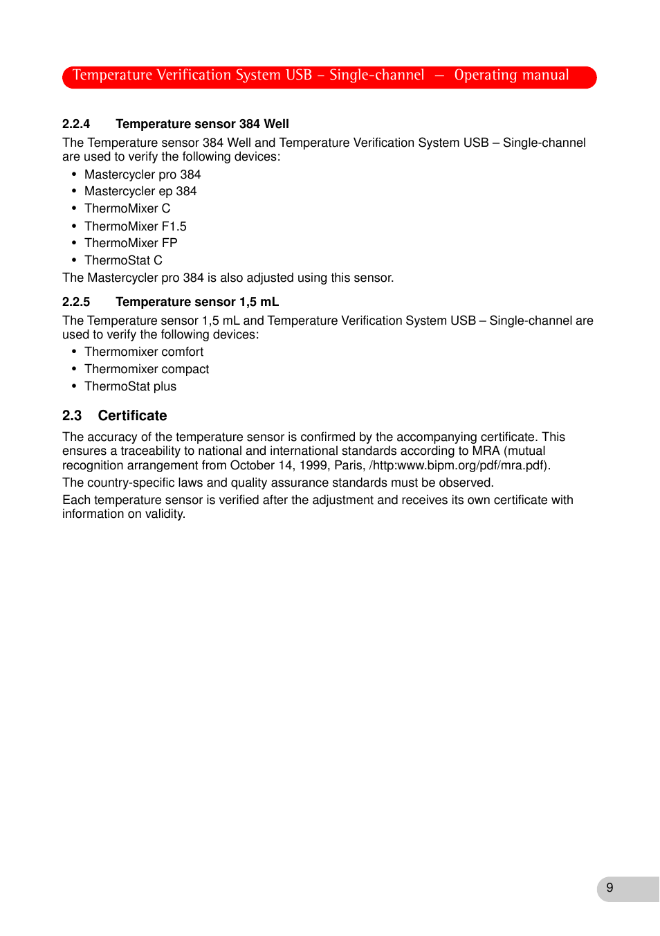 4 temperature sensor 384 well, 5 temperature sensor 1,5 ml, 3 certificate | Eppendorf Temperature Verification System User Manual | Page 9 / 40