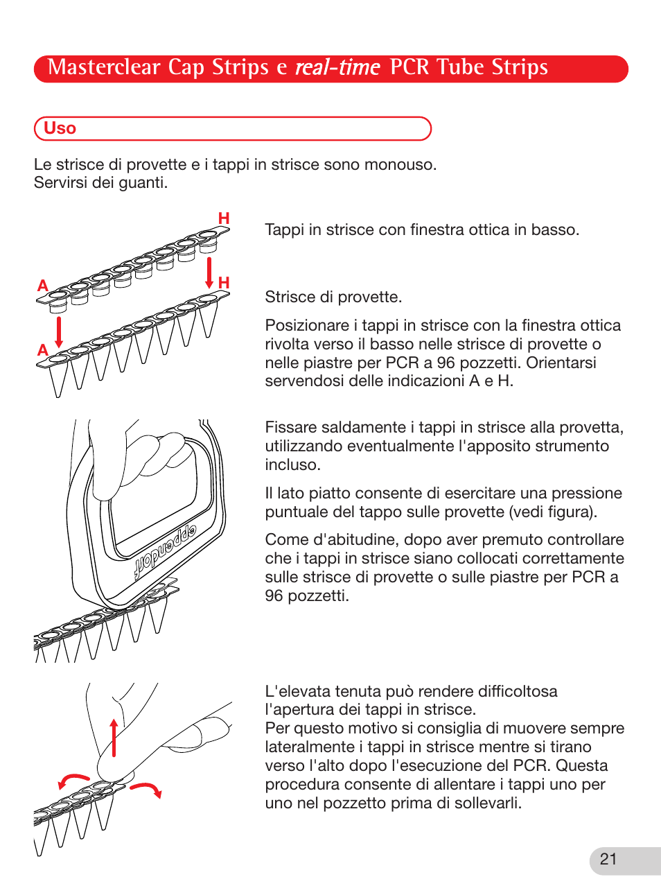 Masterclear cap strips e pcr tube strips | Eppendorf Masterclear Cap Strips and real-time PCR Tube Strips User Manual | Page 21 / 24