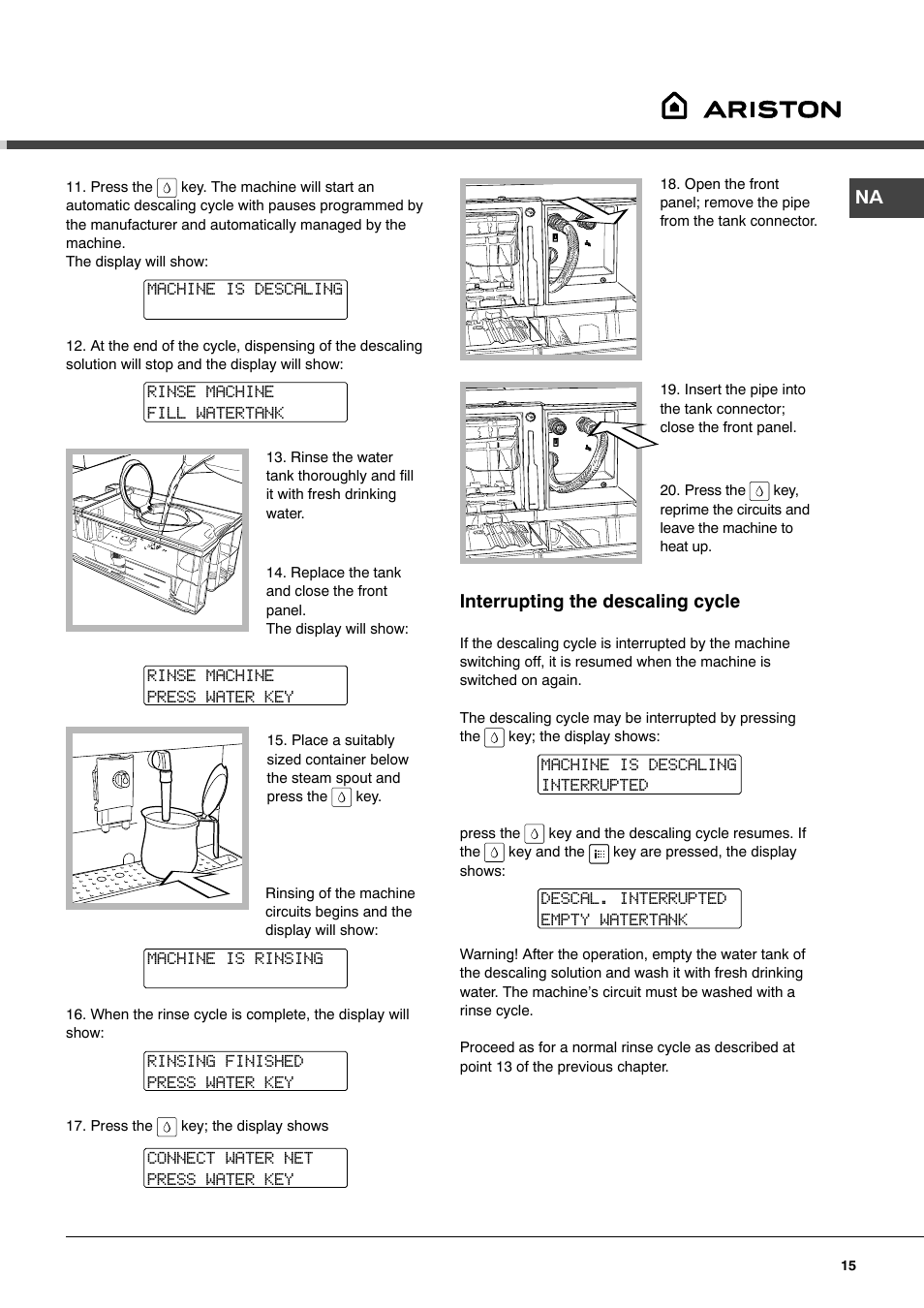 Ariston MCA 15 NA P User Manual | Page 15 / 76