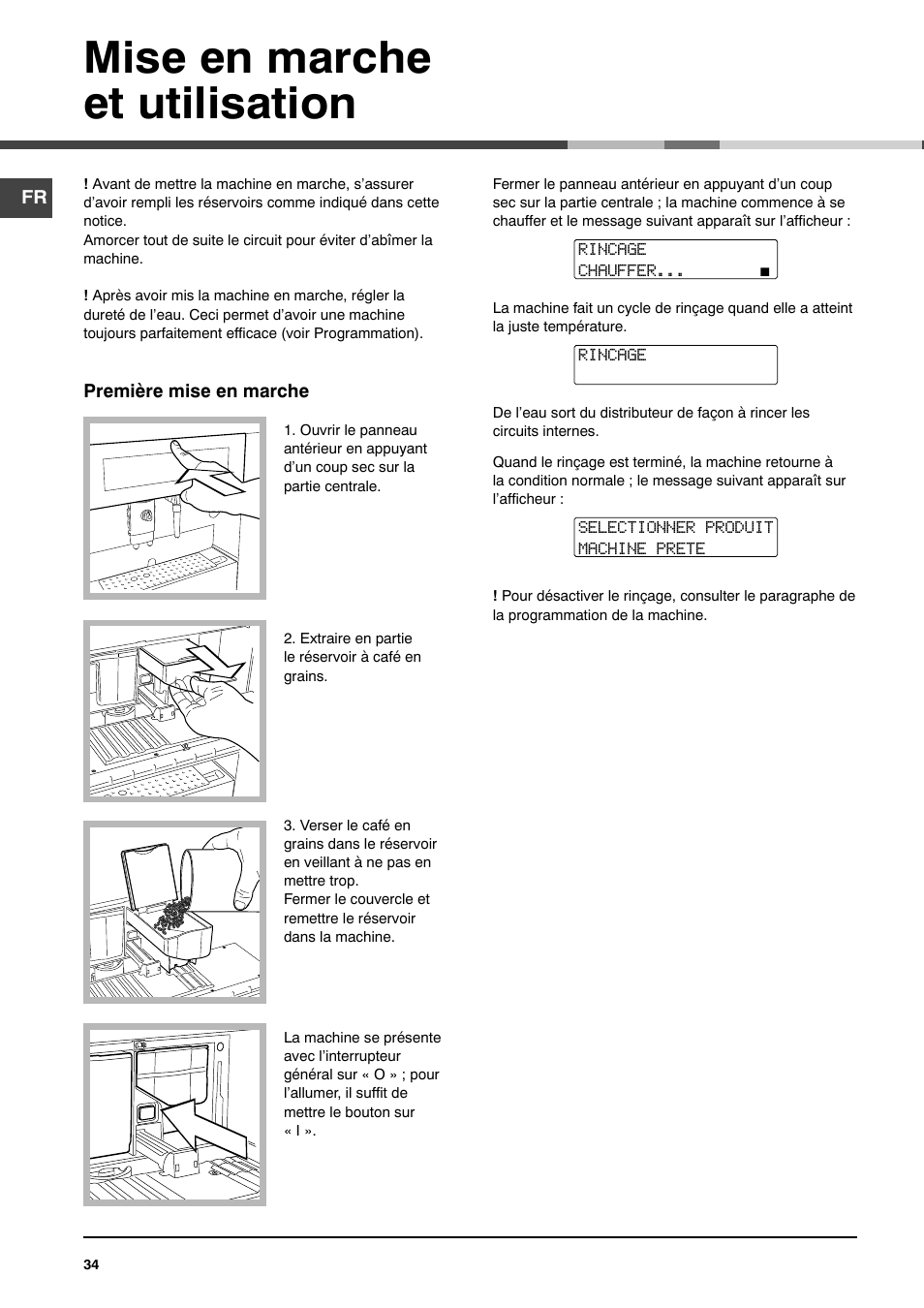 Mise en marche et utilisation | Ariston MCA 15 NA P User Manual | Page 34 / 76