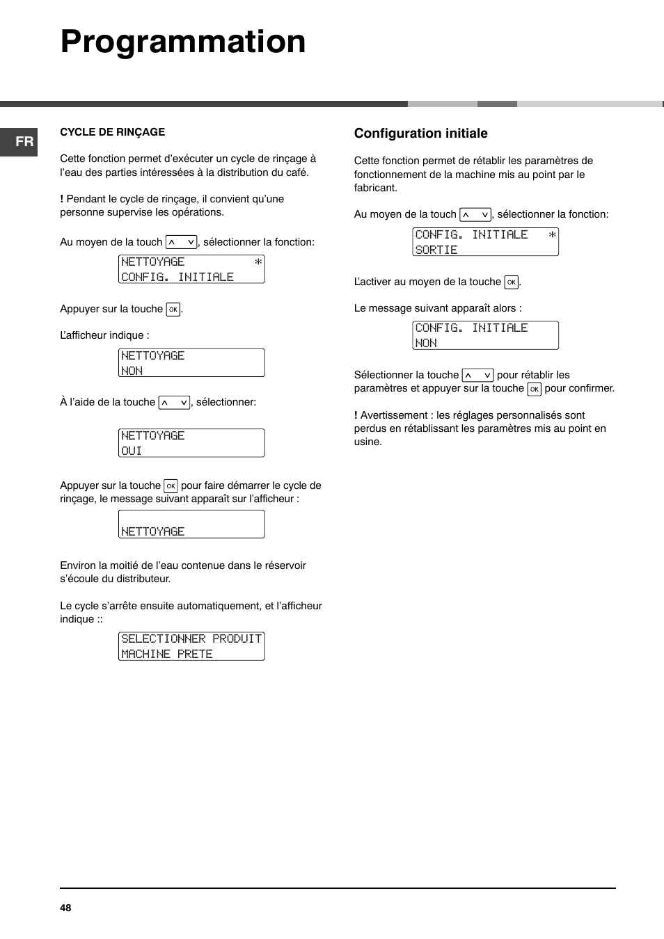 Programmation | Ariston MCA 15 NA P User Manual | Page 48 / 76