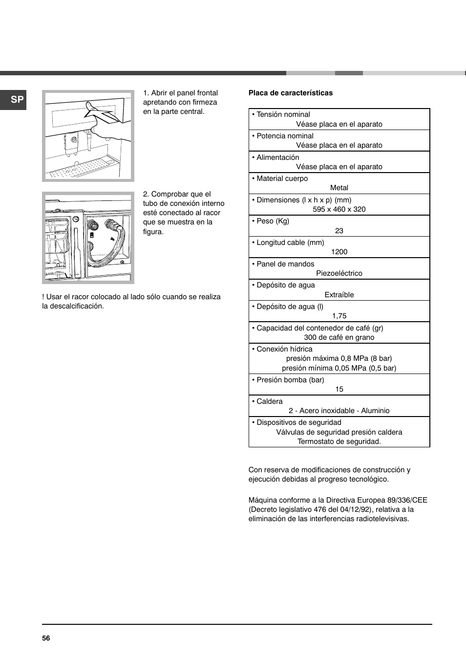 Ariston MCA 15 NA P User Manual | Page 56 / 76