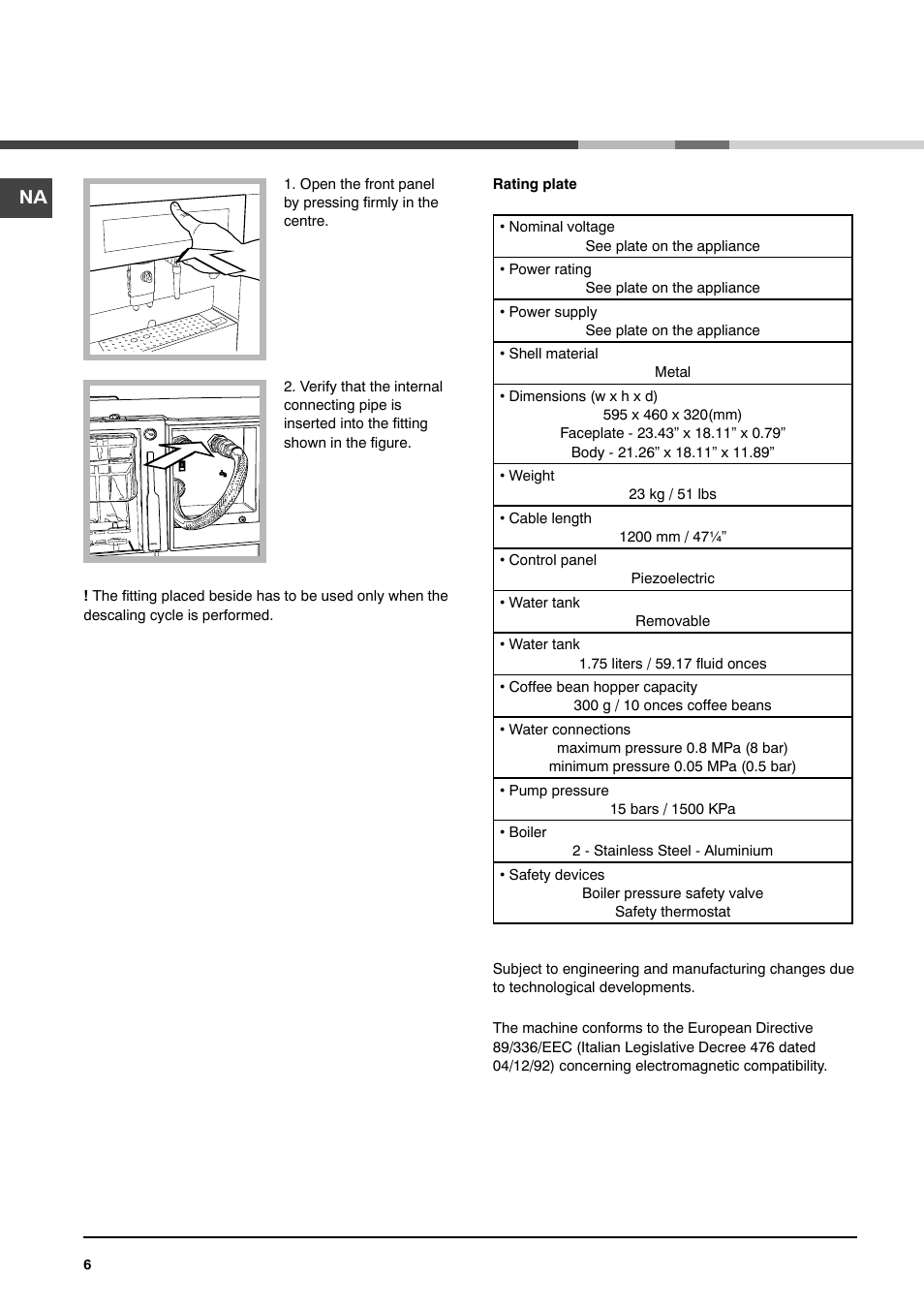 Ariston MCA 15 NA P User Manual | Page 6 / 76