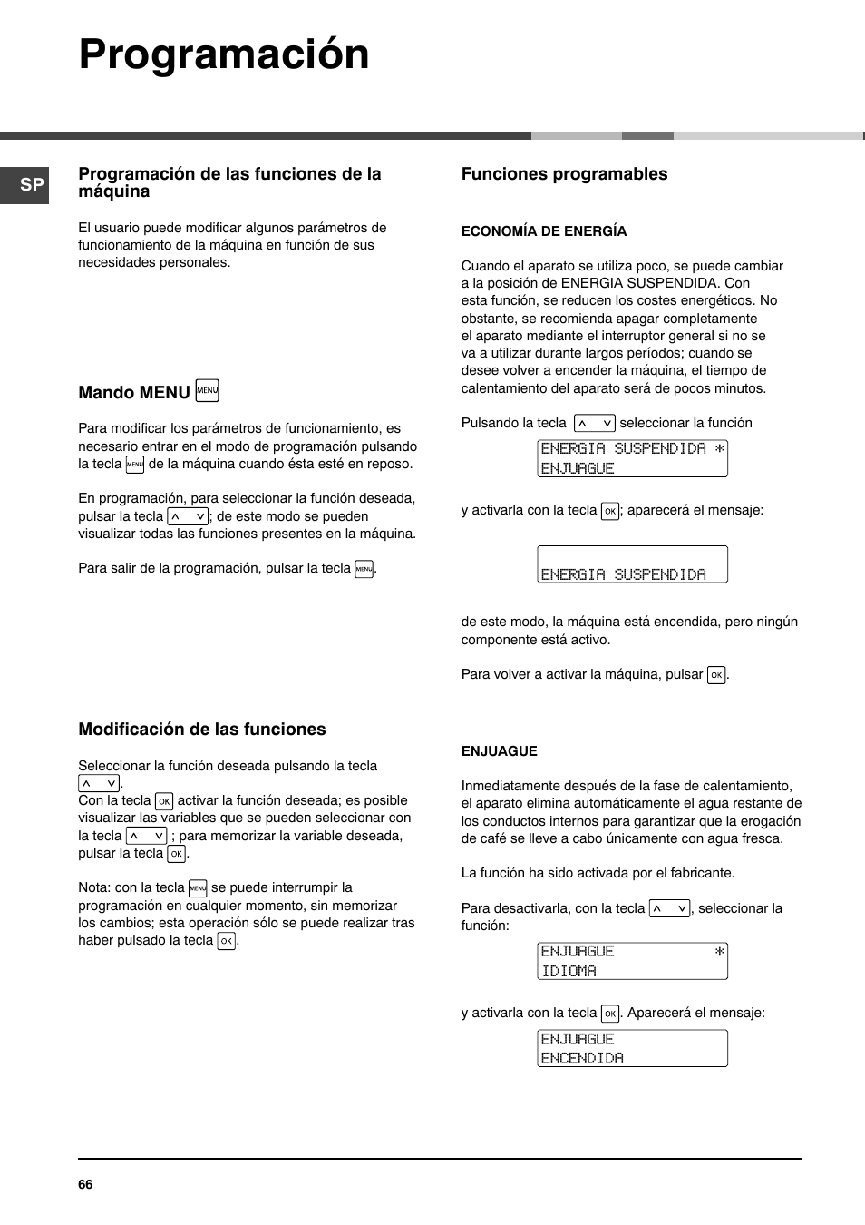 Programación | Ariston MCA 15 NA P User Manual | Page 66 / 76